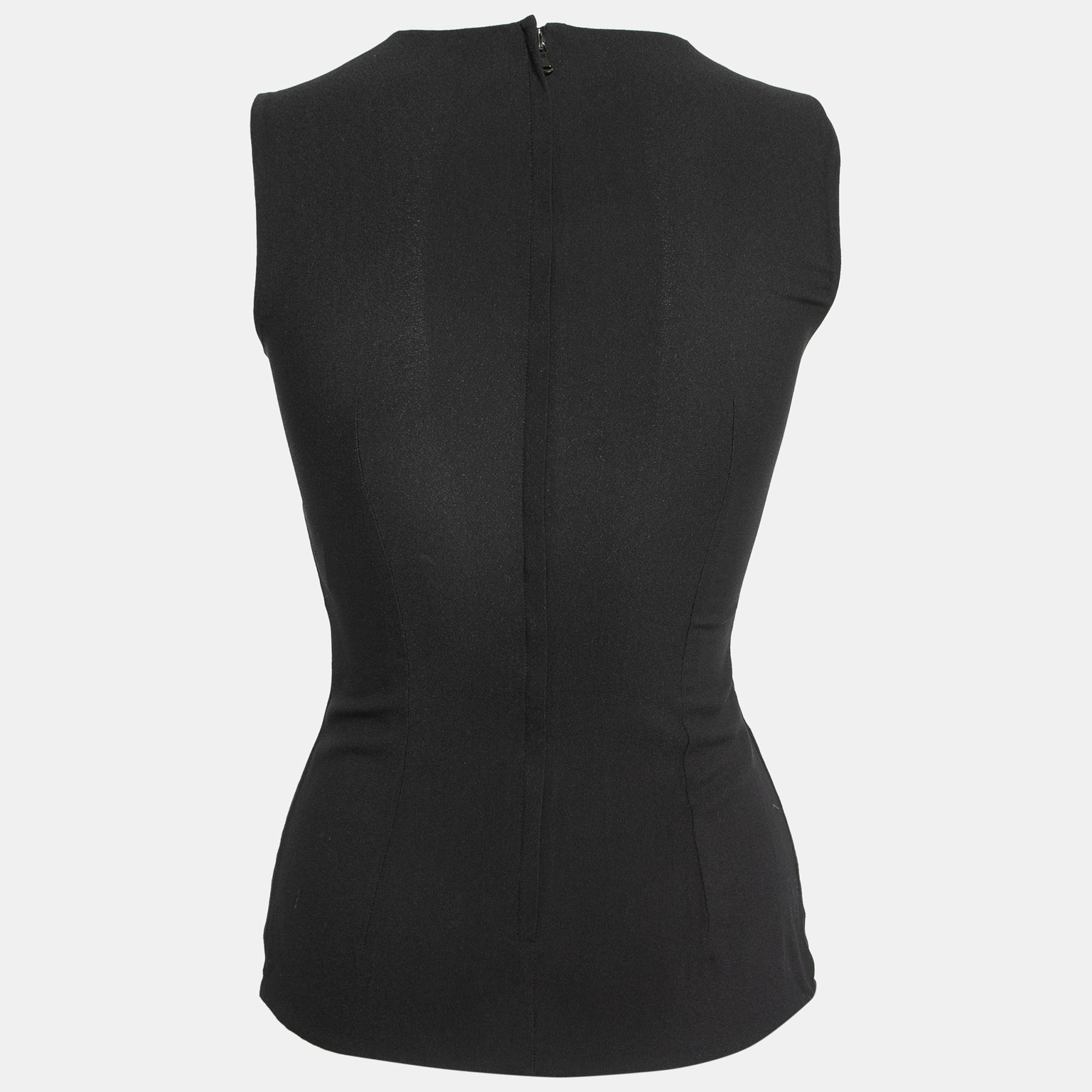 

Dolce & Gabbana Black Rose Print Crepe Sleeveless Top