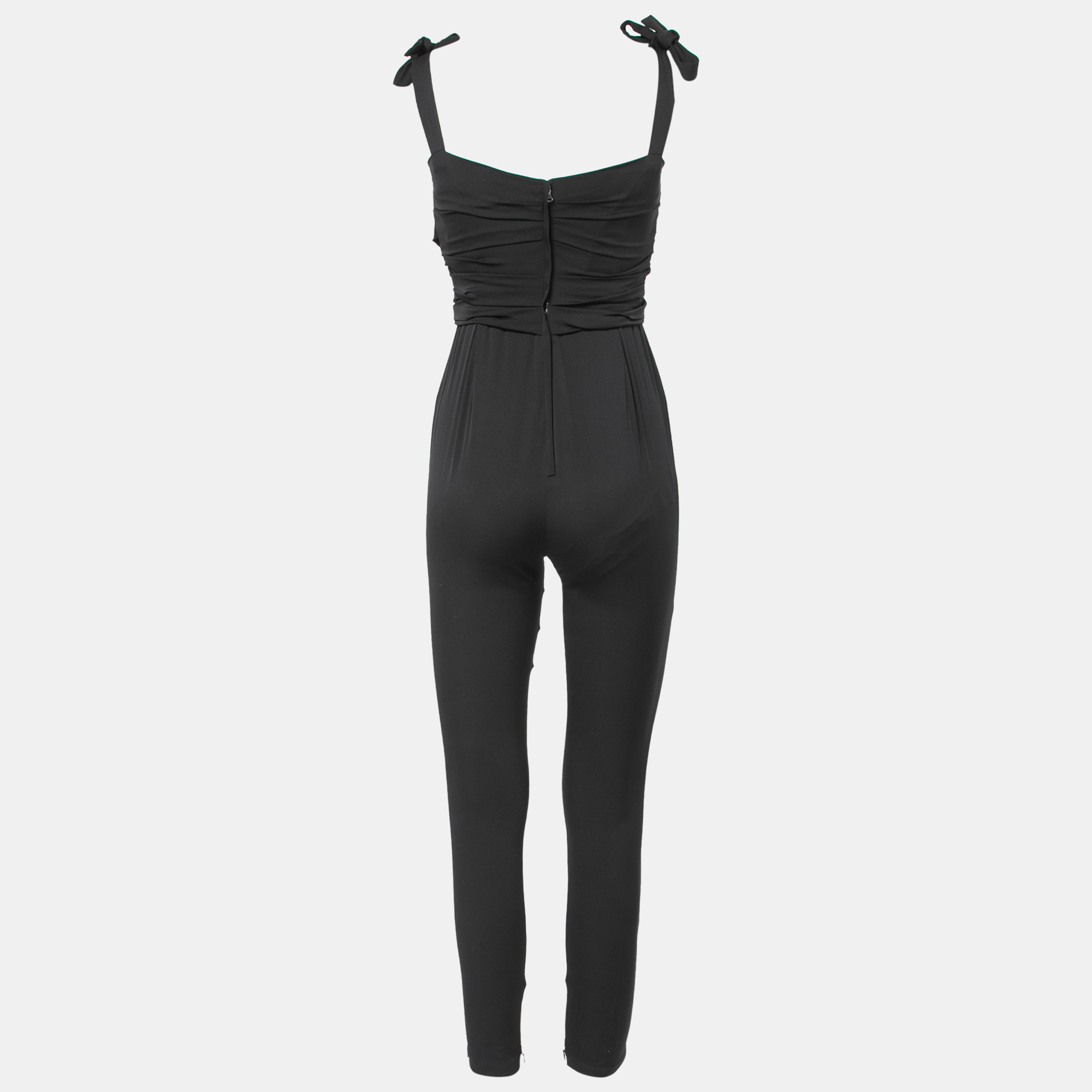 

Dolce & Gabbana Black Stretch Silk Draped Jumpsuit