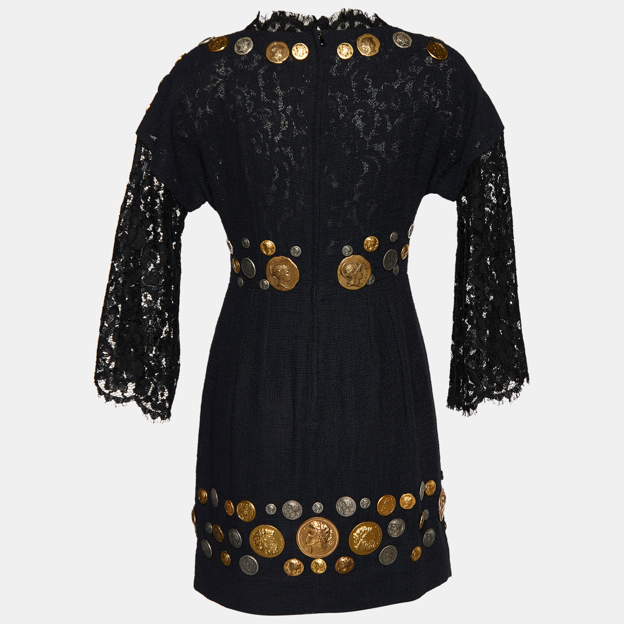 

Dolce & Gabbana Black Cotton Coin Embellished Mini Dress