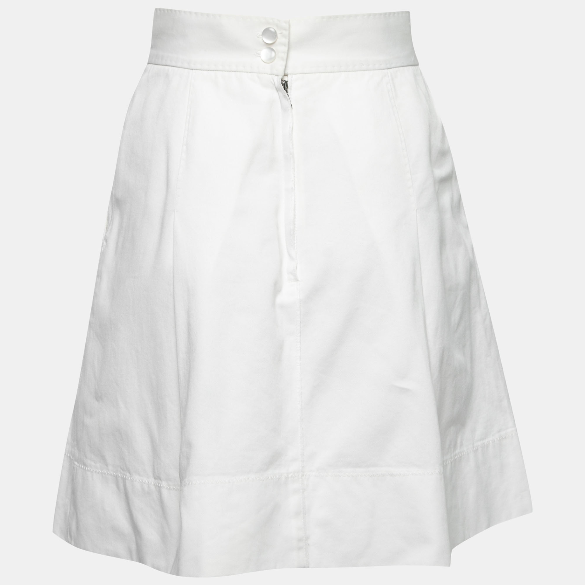 

Dolce & Gabbana White Cotton Pleated Mini Skirt