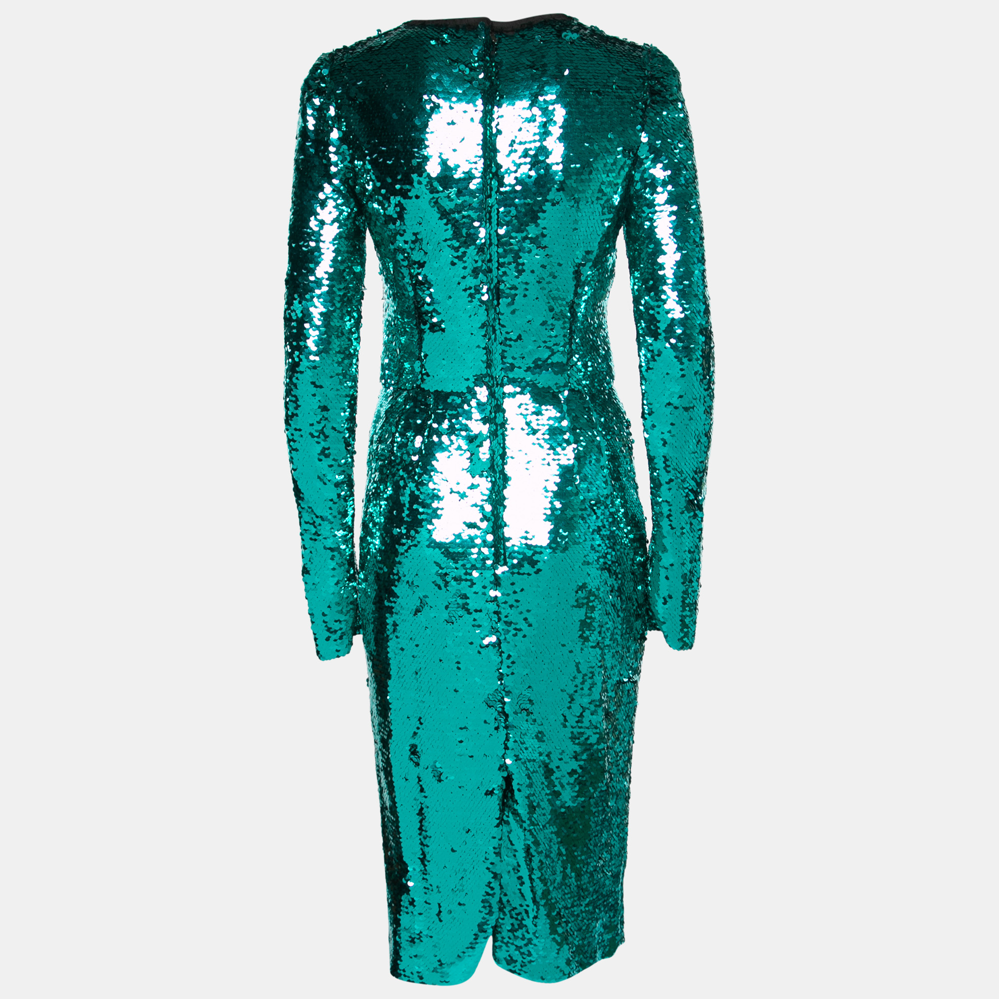 

Dolce & Gabbana Green Sequin Embellished Long Sleeve Dress