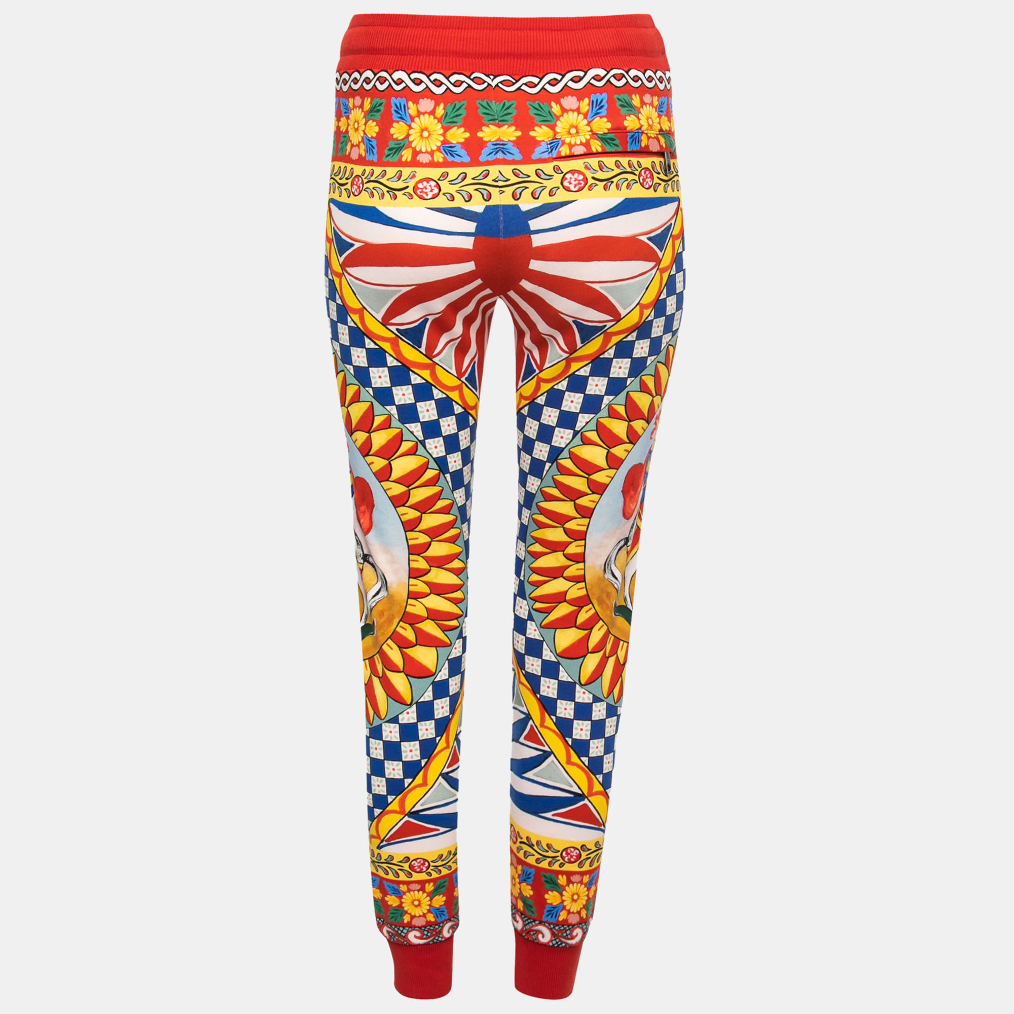 

Dolce & Gabbana Multicolor Printed Cotton Rib Knit Trimmed Joggers