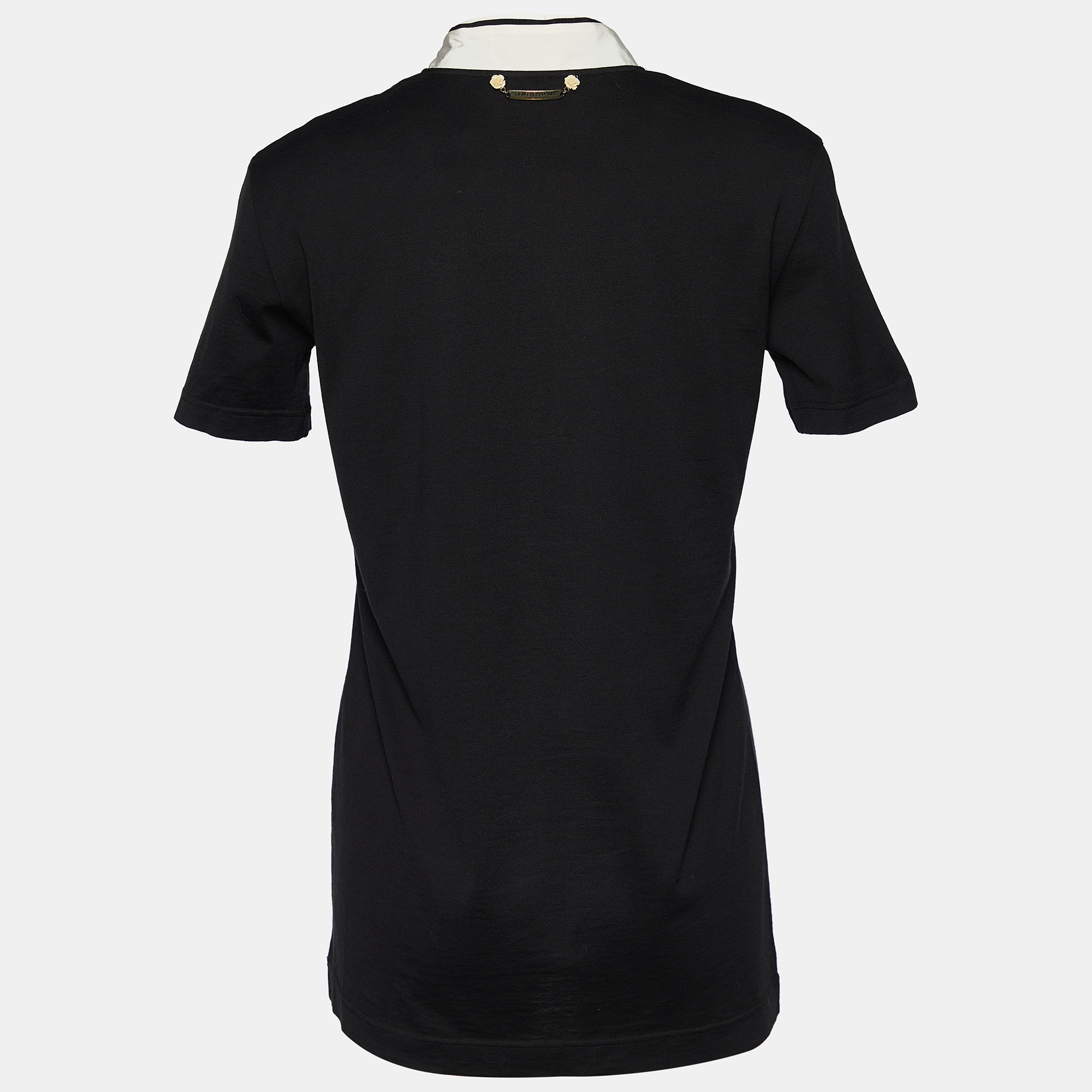 

Dolce & Gabbana Black Logo Printed Cotton Neck Tie Detail Oversized T-Shirt