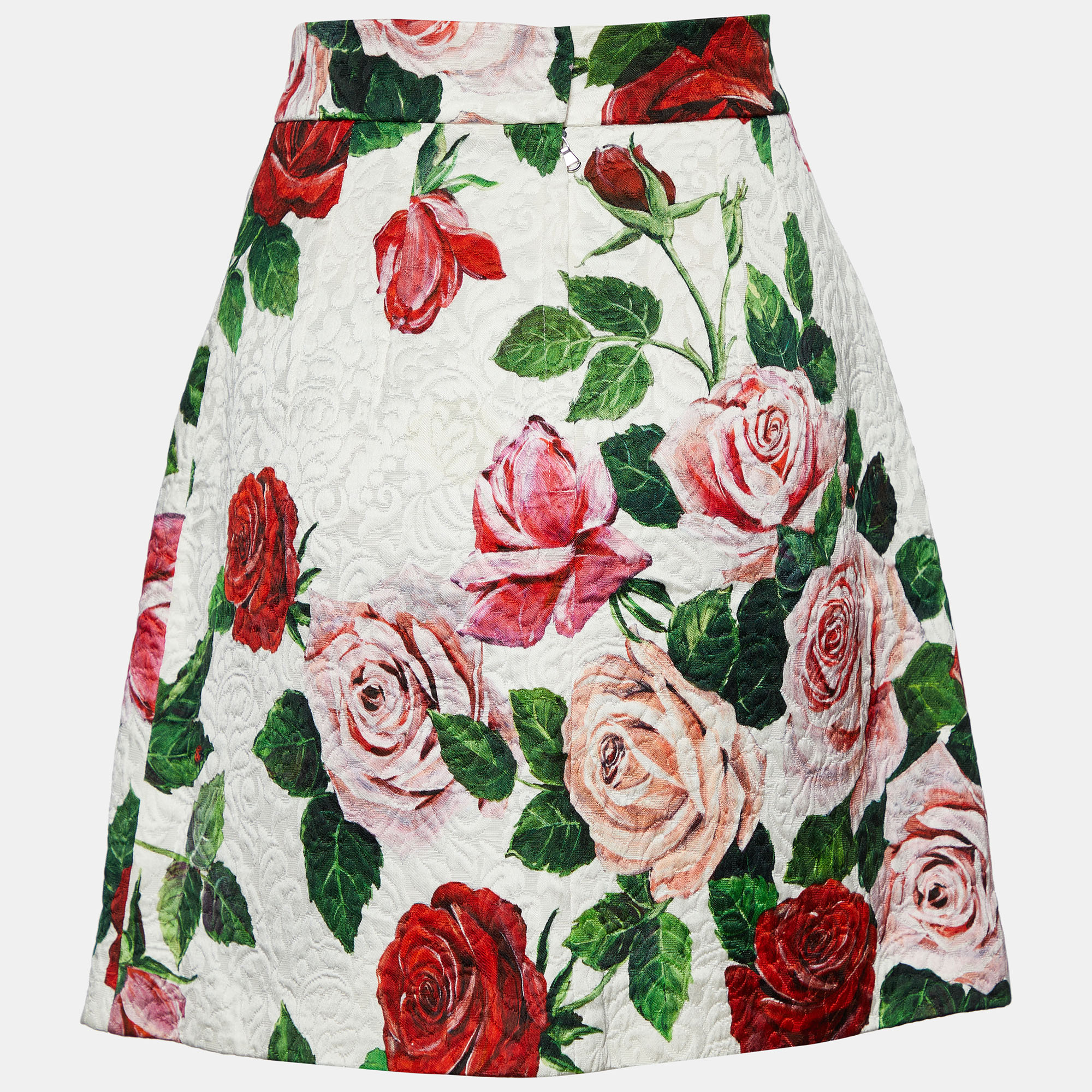 

Dolce & Gabbana White Floral Jacquard A-Line Mini Skirt