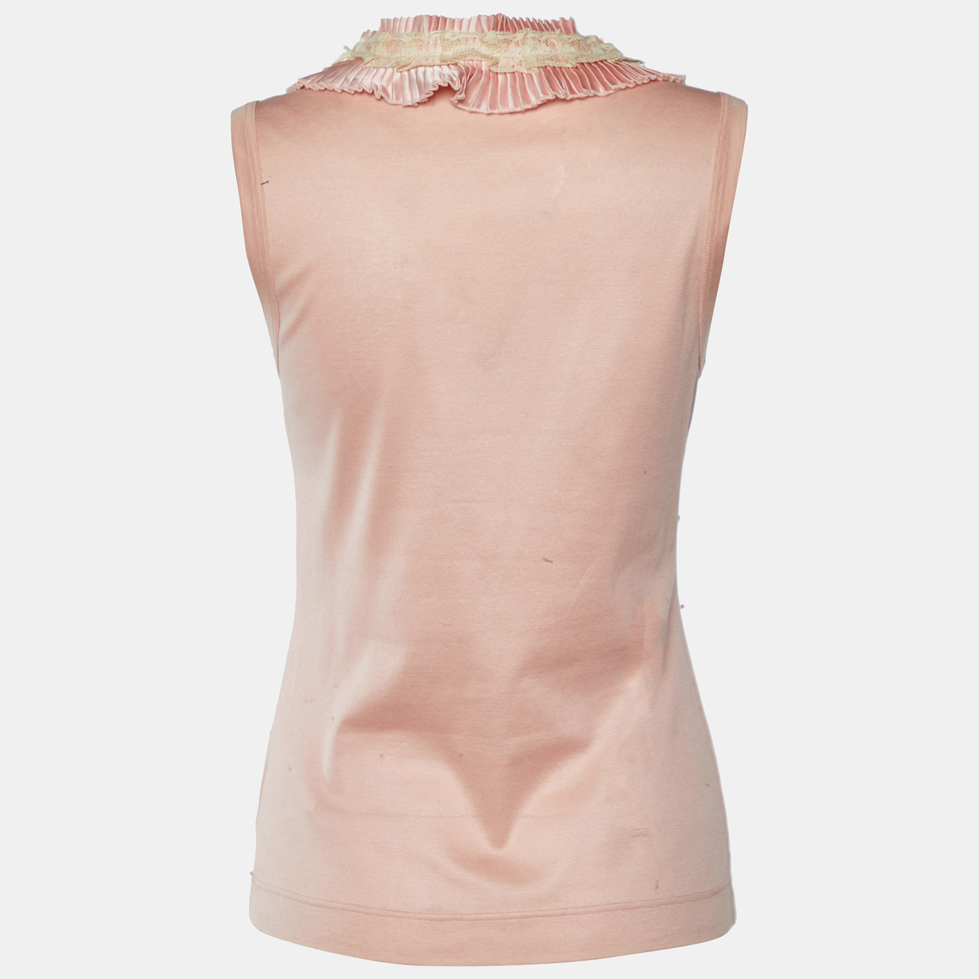 

Dolce & Gabbana Pink Knit Neck Trim Detail Tank Top