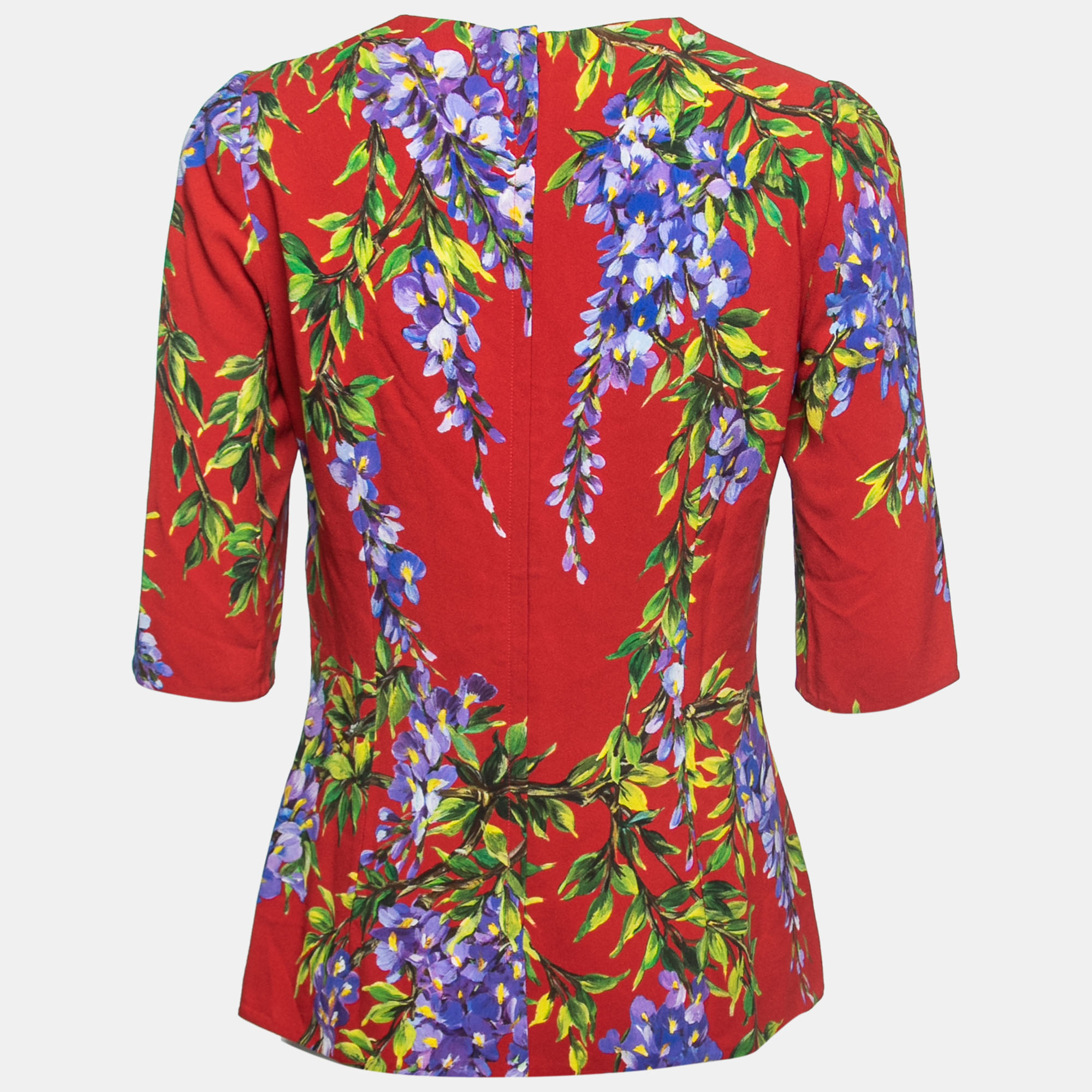 

Dolce & Gabbana Red Floral Printed Crepe Top