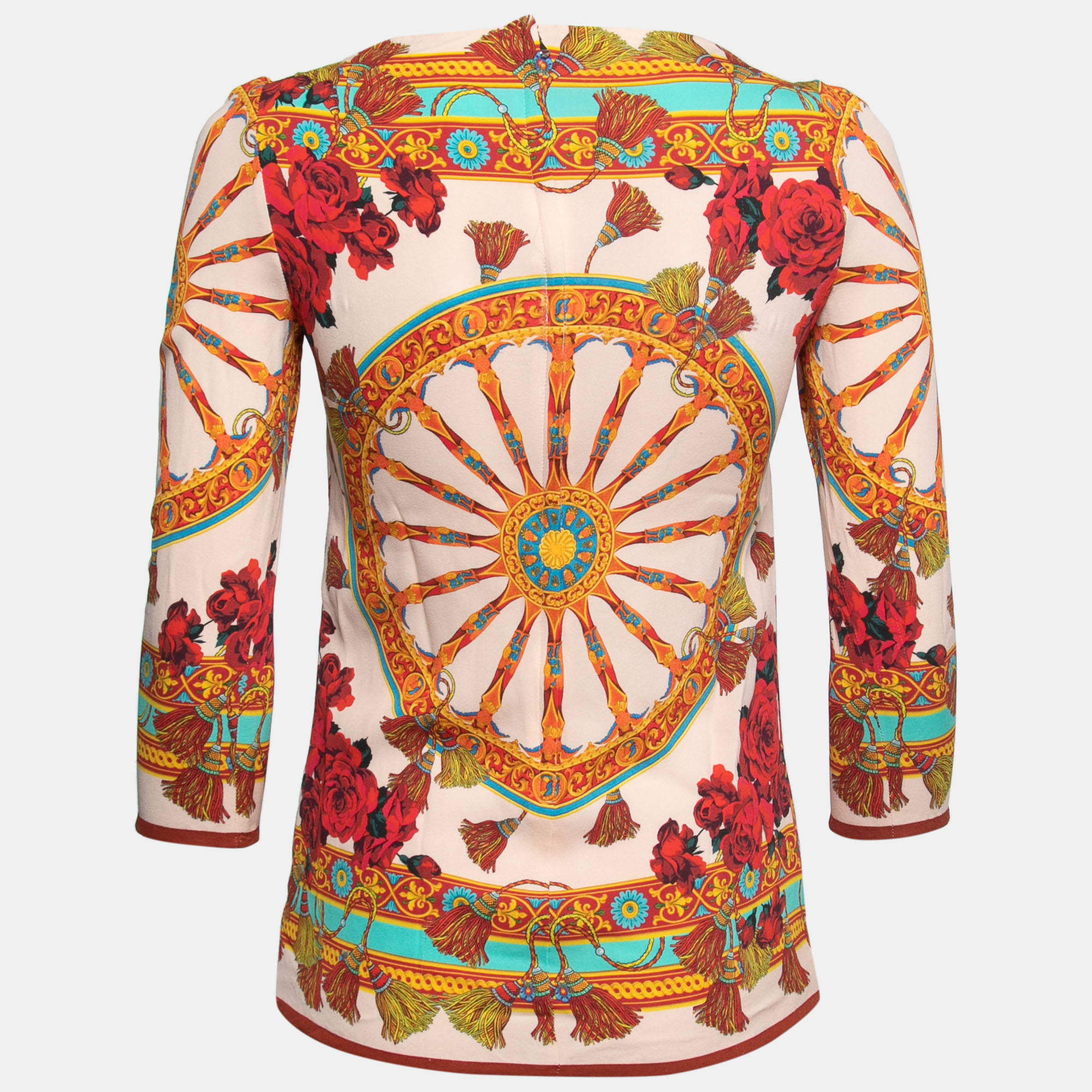 

Dolce & Gabbana Multicolor Printed Crepe Top, Pink