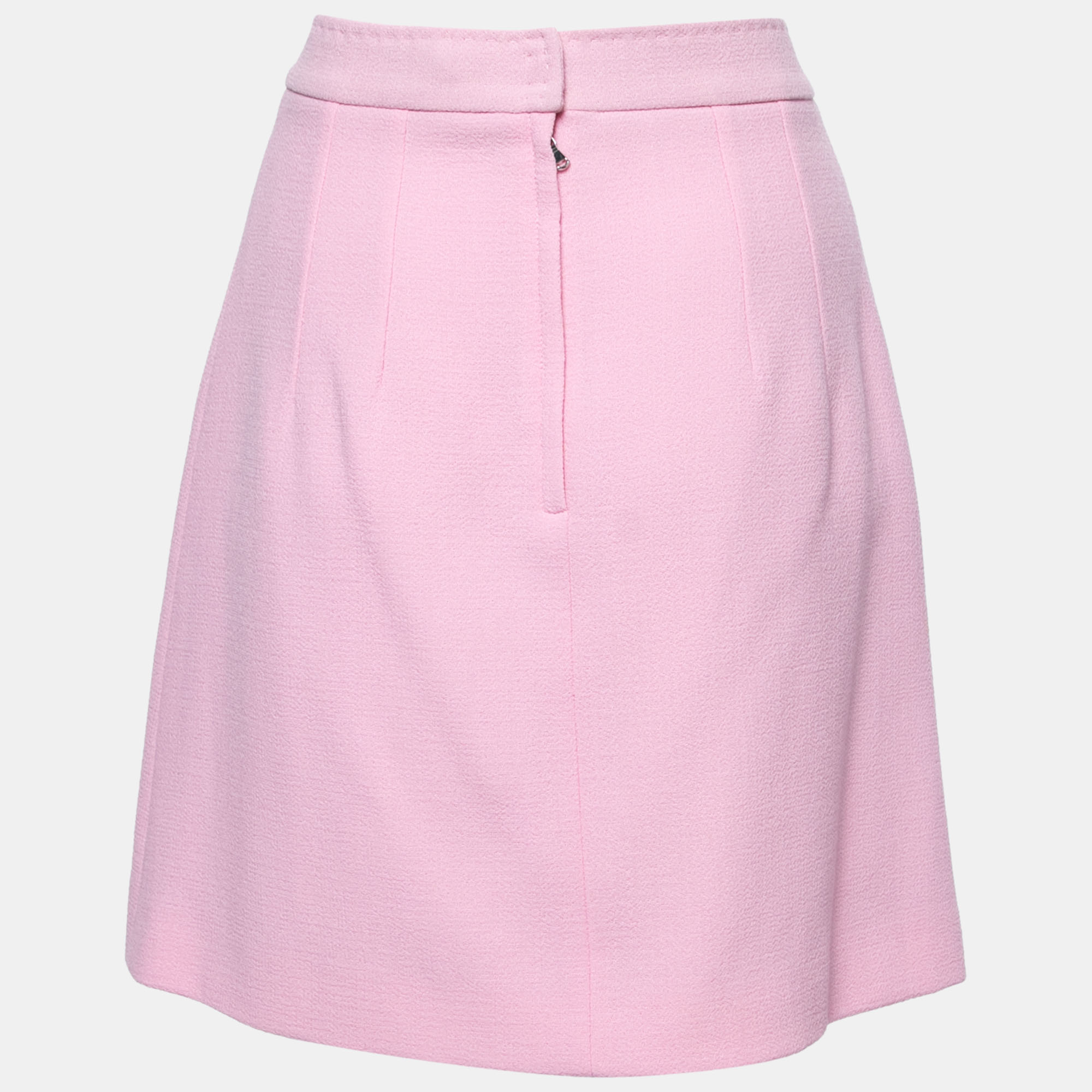 

Dolce & Gabbana Pink Wool Flower-Button Detail Mini Skirt