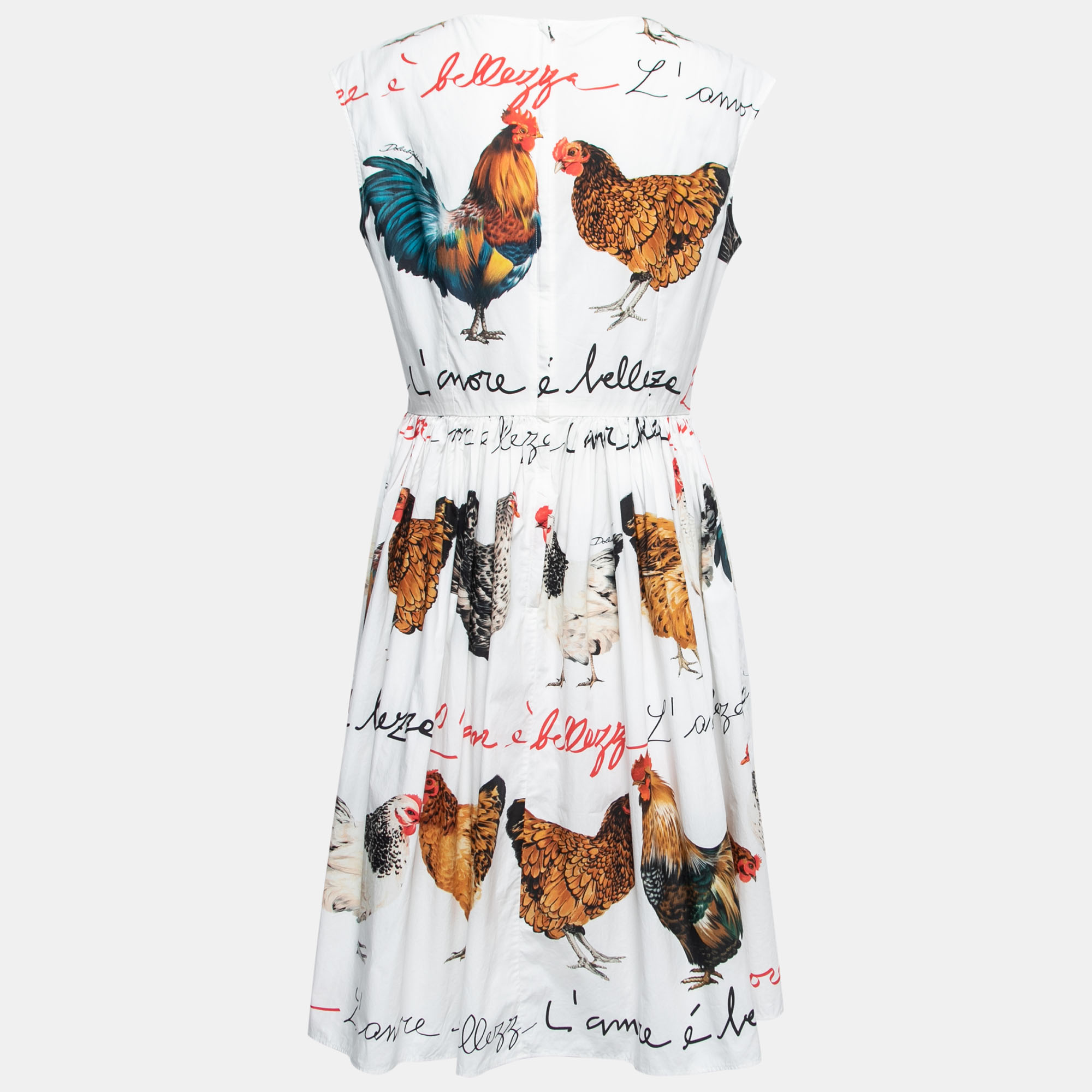 

Dolce & Gabbana White Rooster Print Cotton A-line Dress