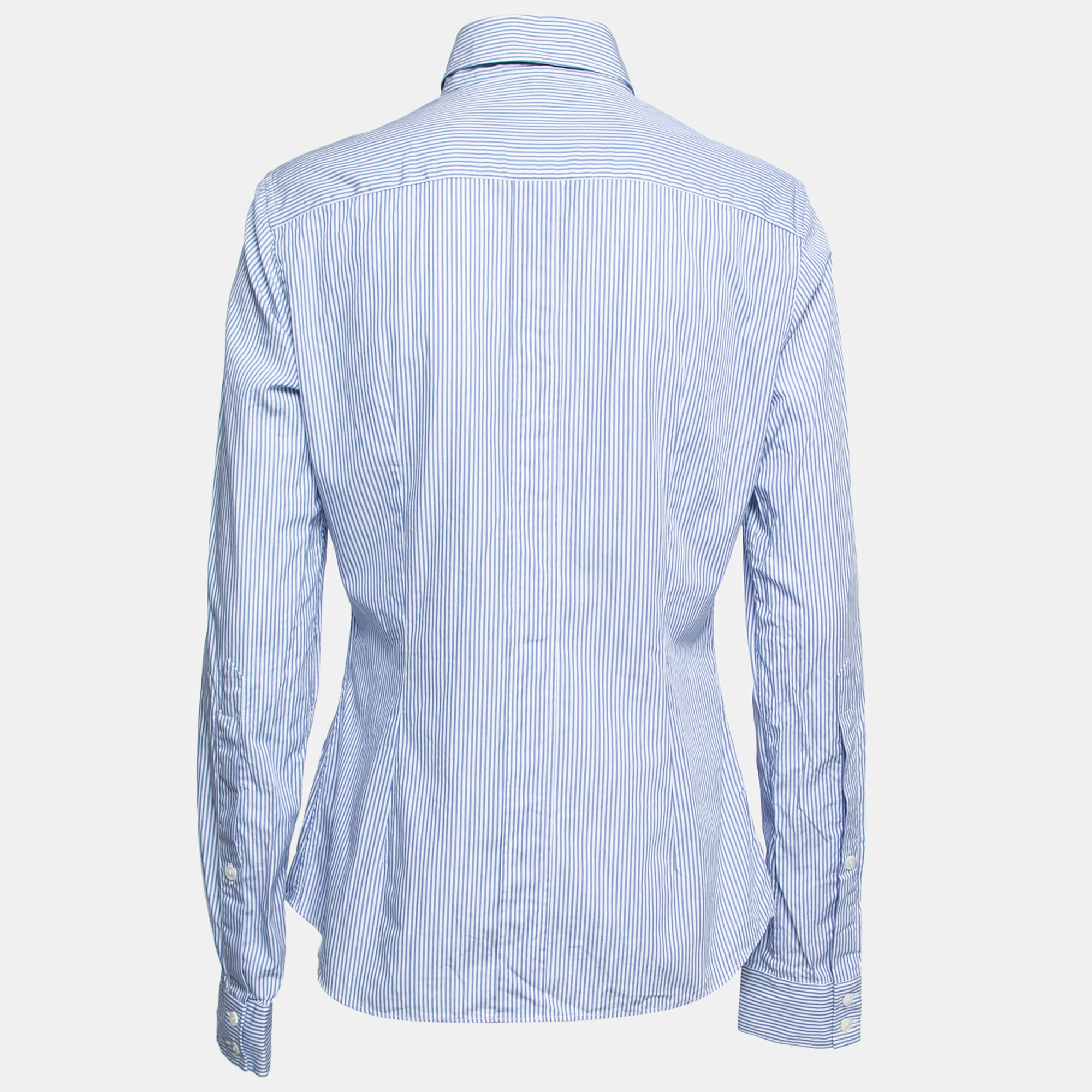 

Dolce & Gabbana Blue Striped Cotton Button Front Shirt