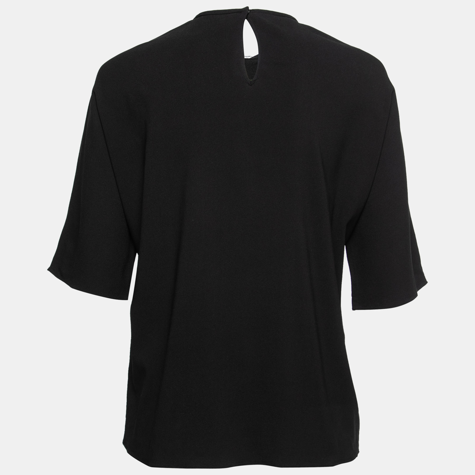 

Dolce & Gabbana Black Crepe Kitten Embroidered Top