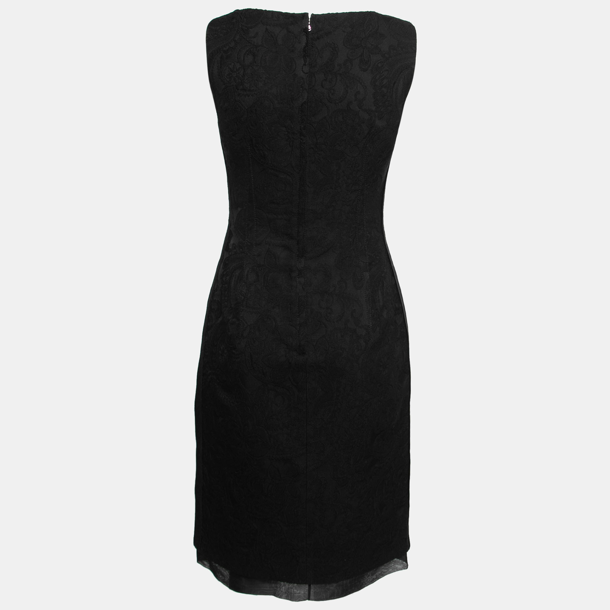 

Dolce & Gabbana Black Floral Jacquard Wool Sleeveless Dress