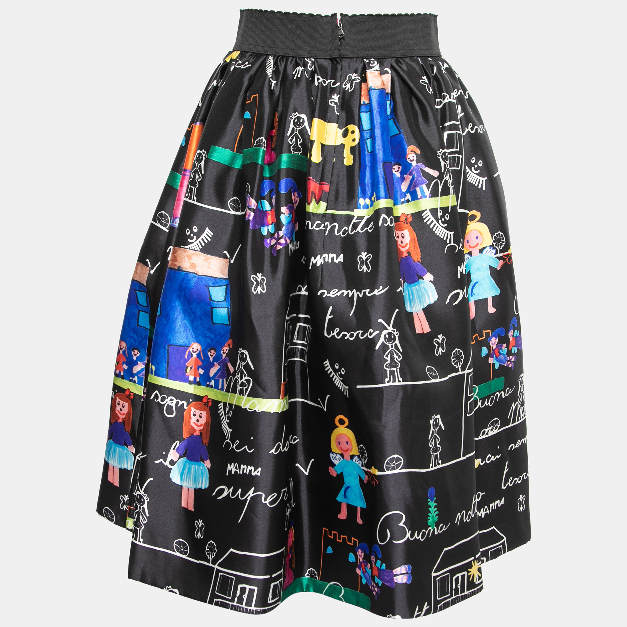 

Dolce & Gabbana Black Children' Painted Printed Silk Mikado Skirt