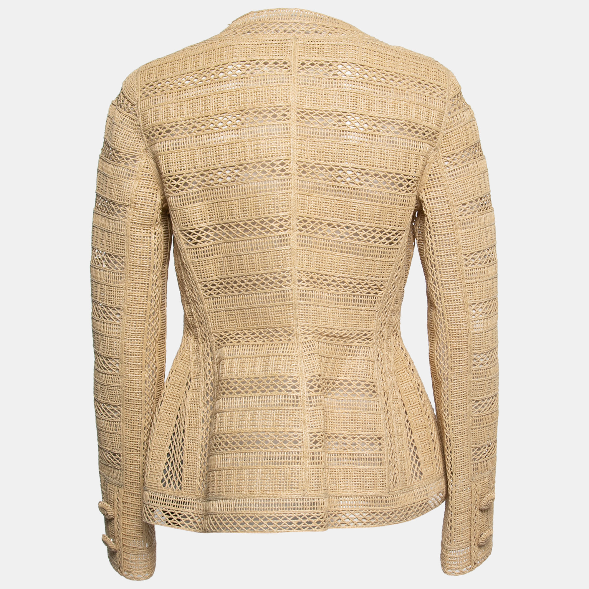 

Dolce & Gabbana Beige Straw Structured Button Front Jacket