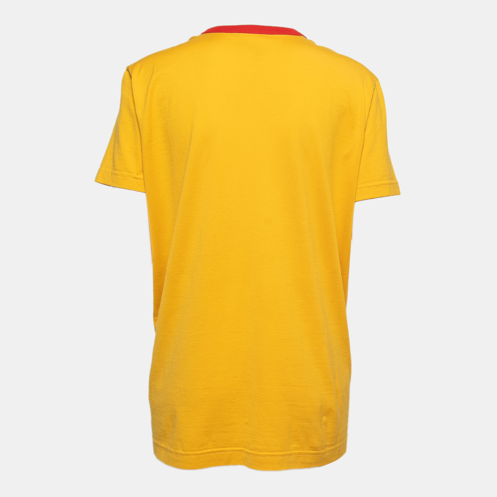 

Dolce & Gabbana Yellow Printed Cotton Short Sleeve T-Shirt