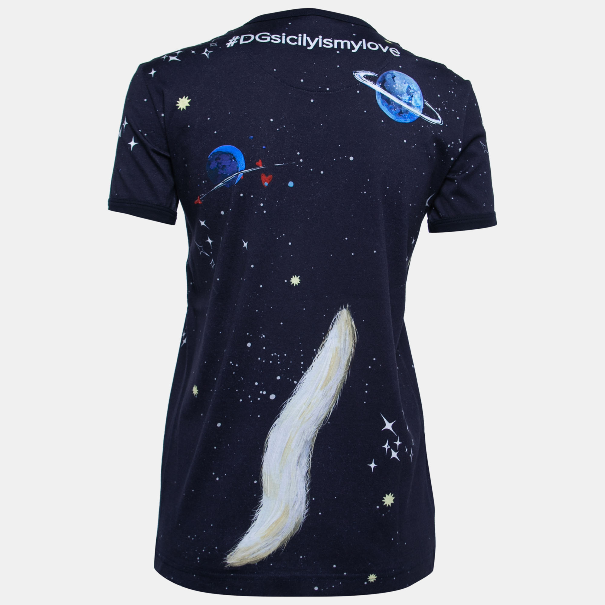 

Dolce & Gabbana Navy Blue Cotton Puppy Print Short Sleeve T-Shirt