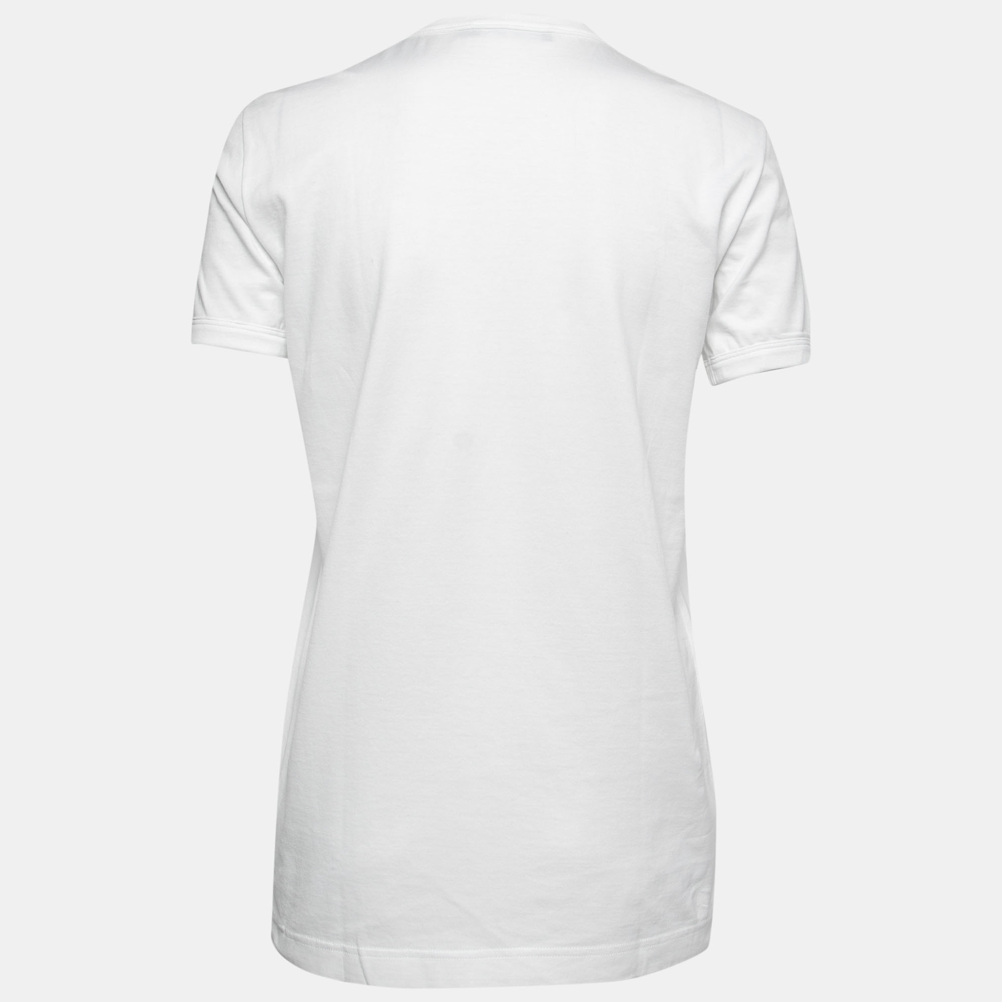 

Dolce & Gabbana White Cotton Logo Printed Short Sleeve T-Shirt
