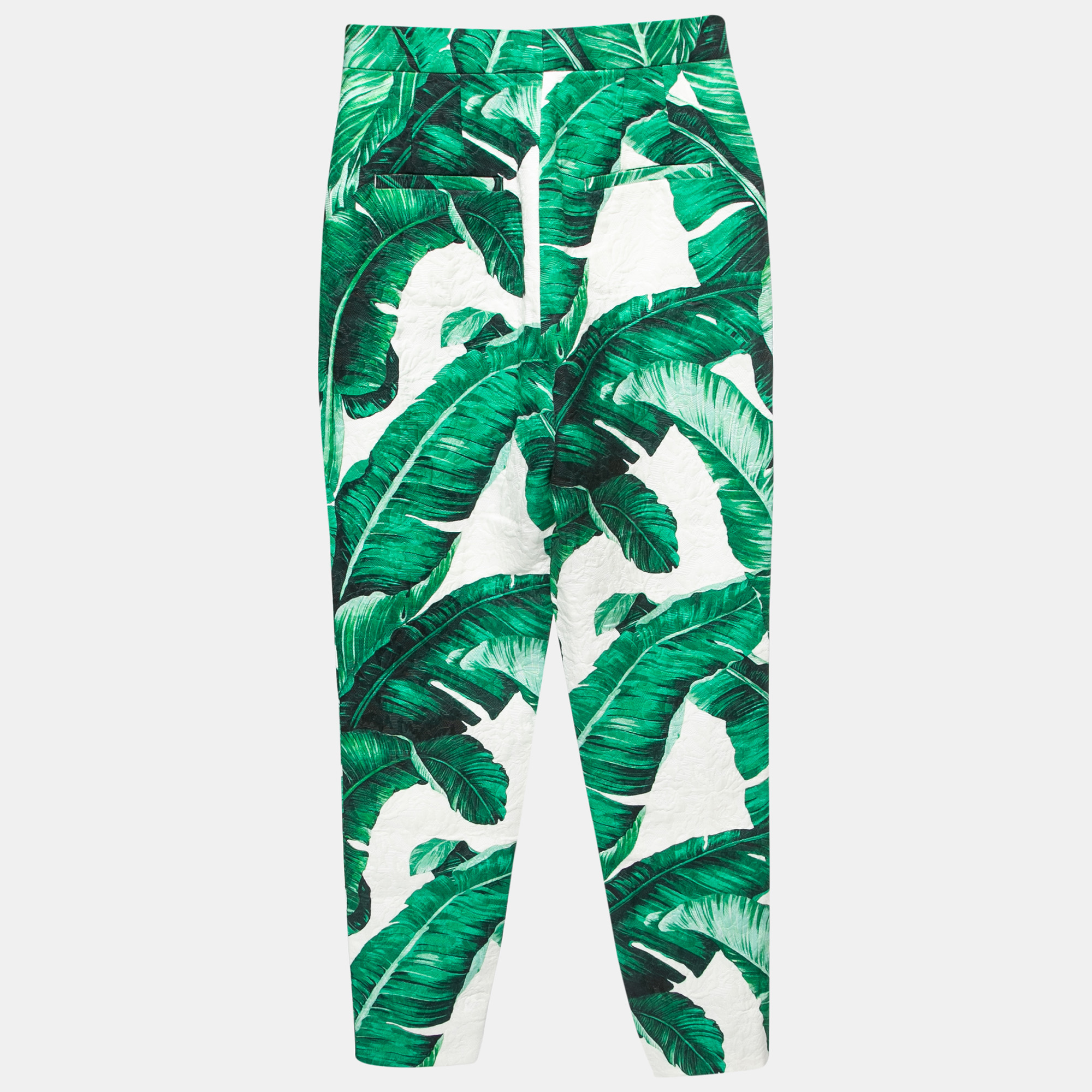 

Dolce & Gabbana Green Banana Leaf Print Jacquard Trousers