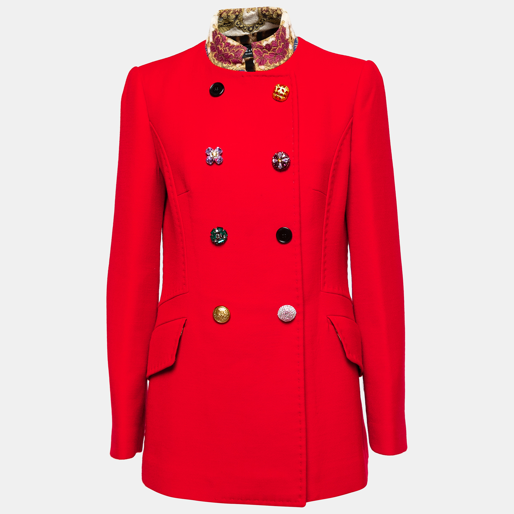 Pre-owned Dolce & Gabbana Red Wool Double-breasted Coat M