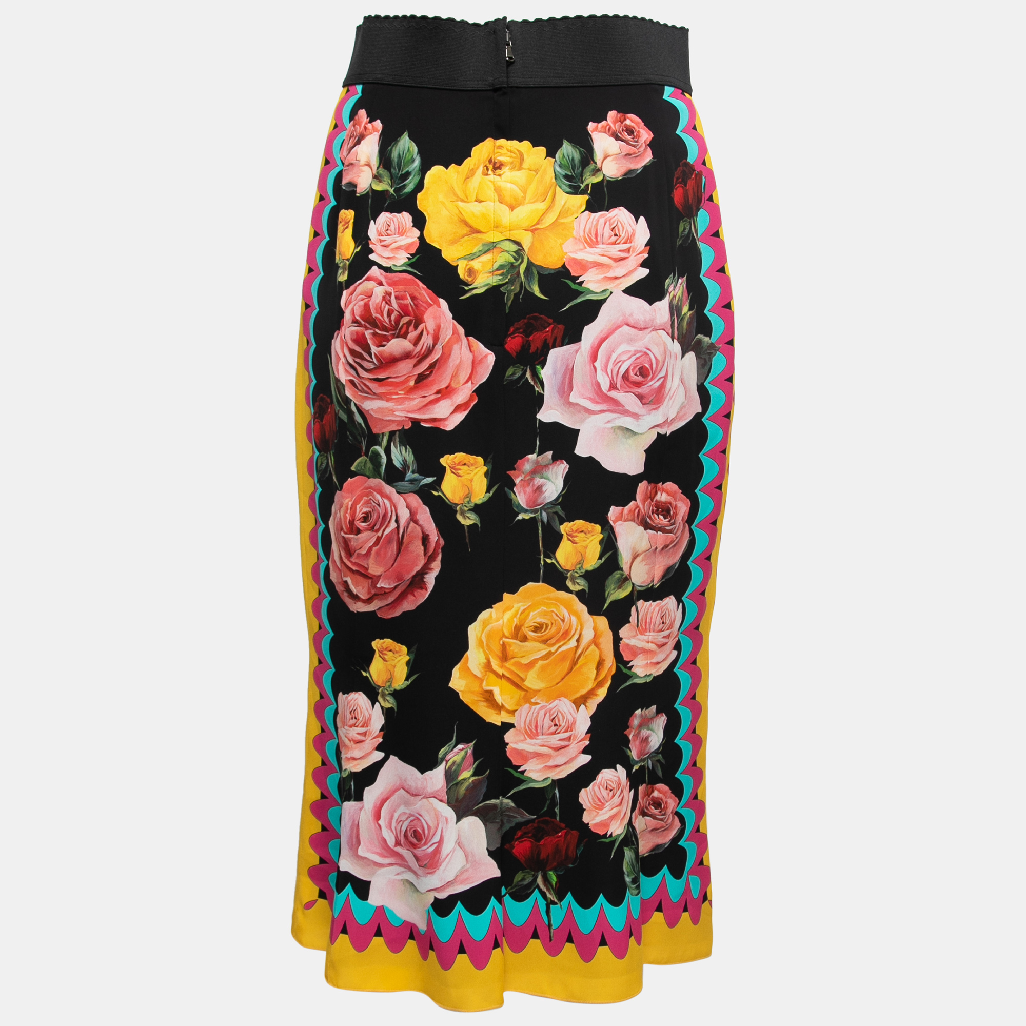 

Dolce & Gabbana Multicolor Rose Printed Silk Pencil Skirt