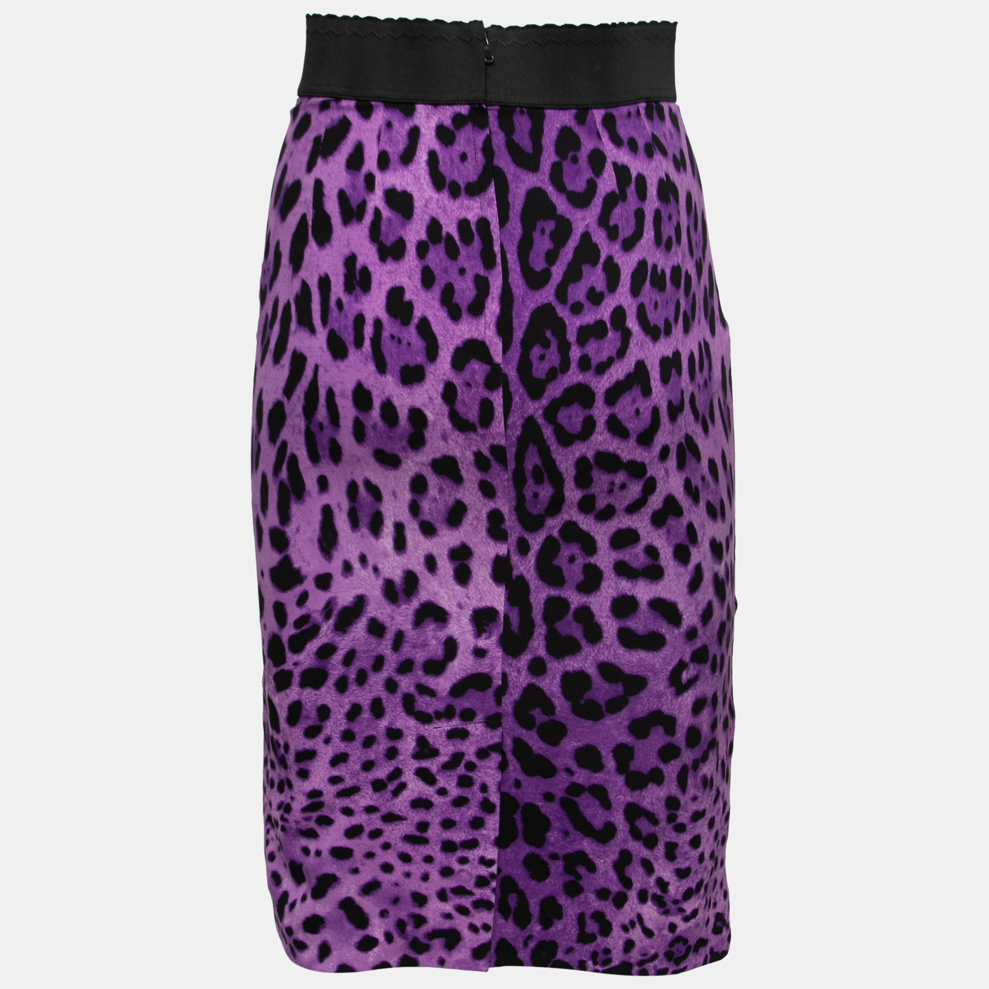 

Dolce & Gabbana Purple Animal Printed Silk Pencil Skirt