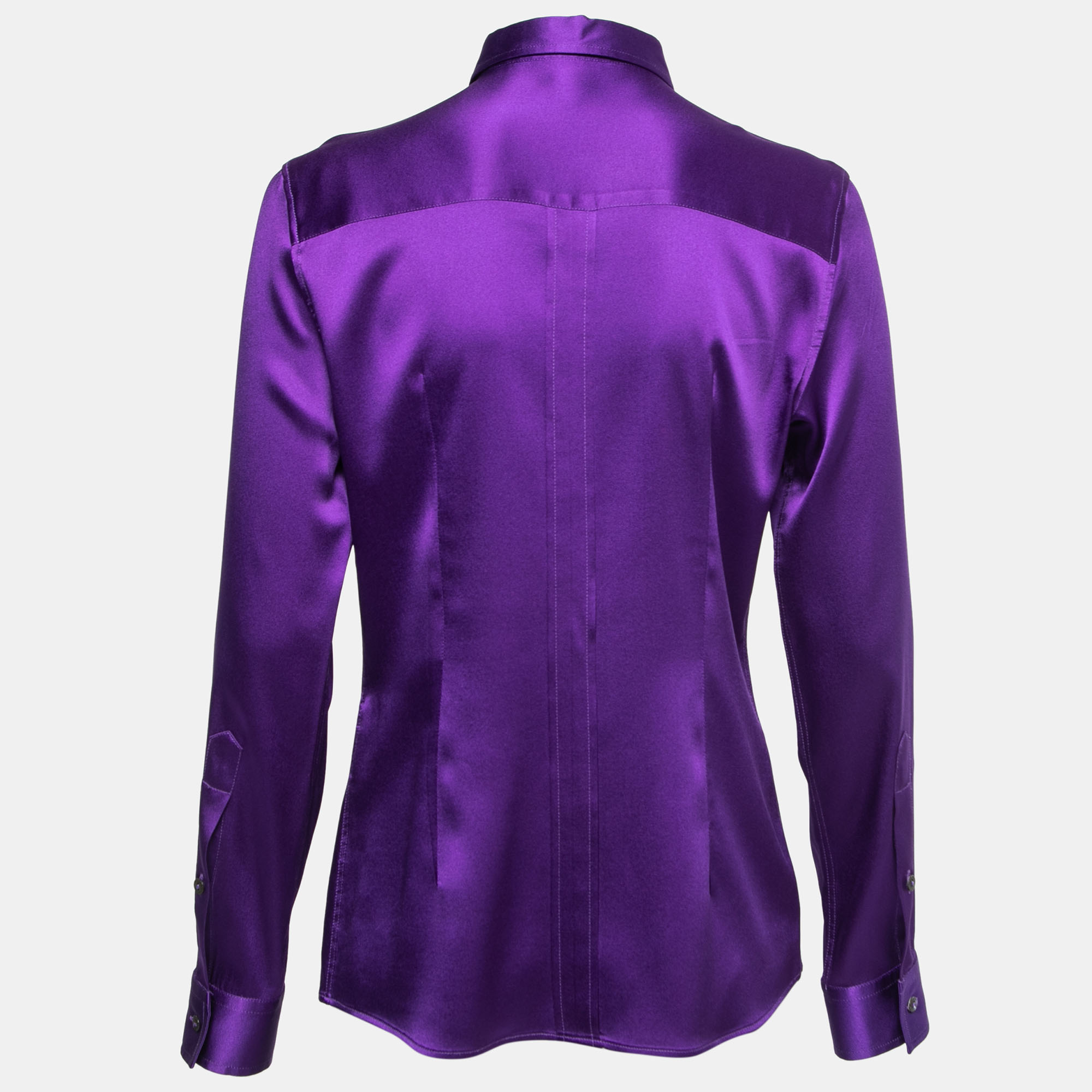 

Dolce & Gabbana Purple Stretch Silk Satin Button Front Shirt