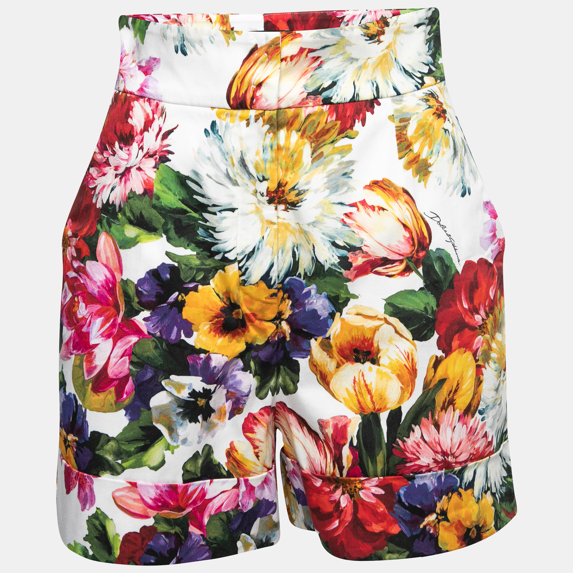 Pre Owned Dolce & Gabbana Multicolor Floral Printed Cotton Shorts S