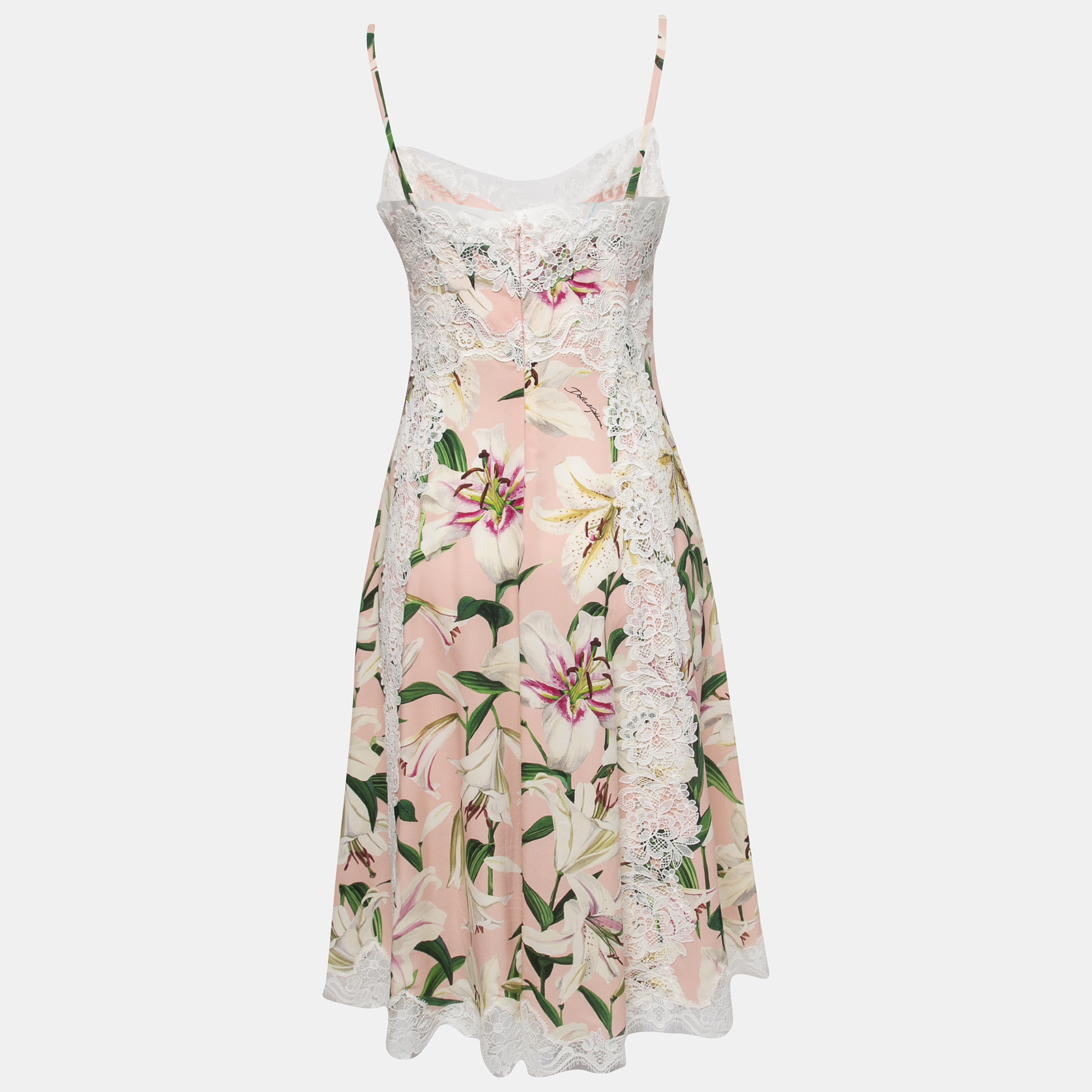 

Dolce & Gabbana Pink Floral Print Silk Slip Midi Dress
