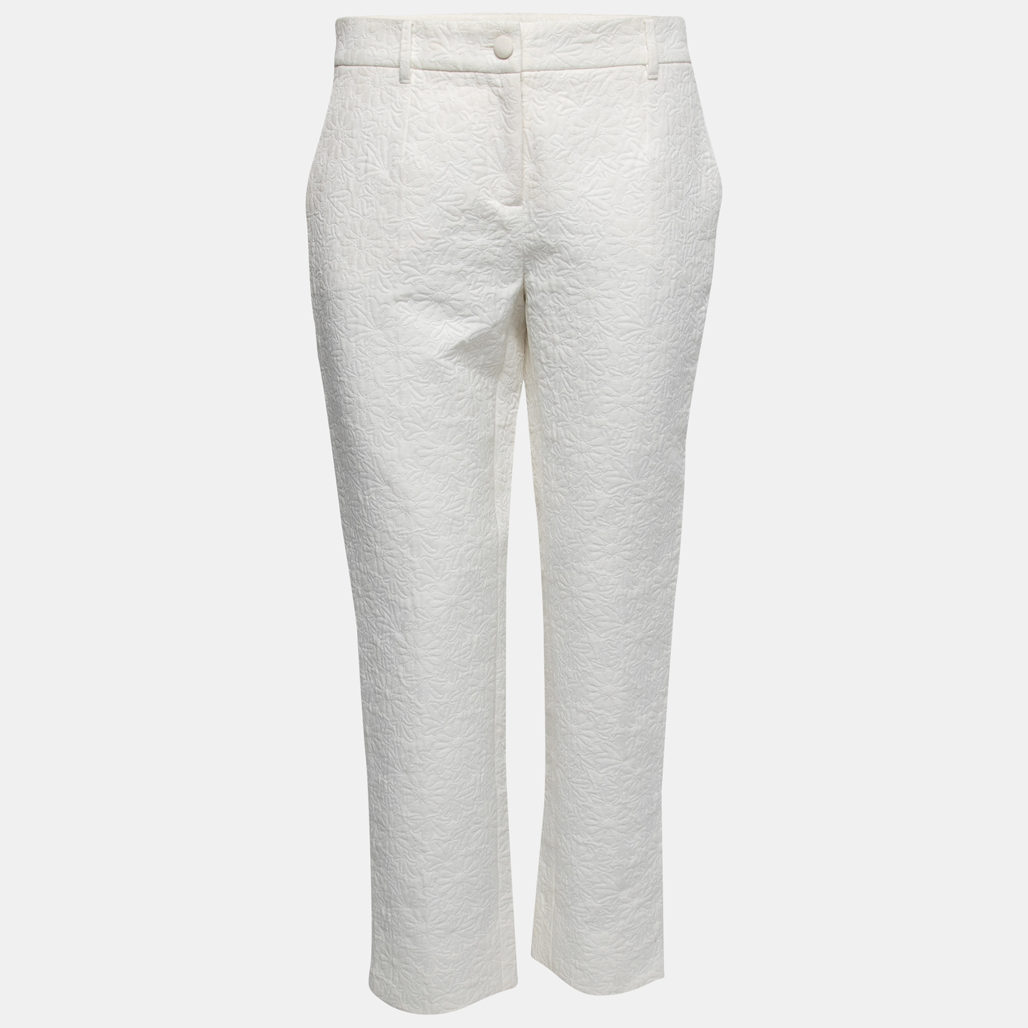 

Dolce & Gabbana White Floral Jacquard Tapered Trousers