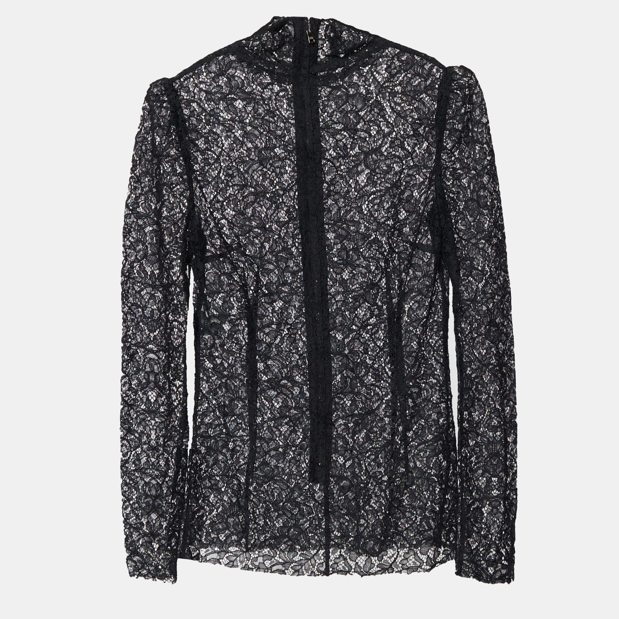 

Dolce & Gabbana Black Lace High Neck Sheer Top