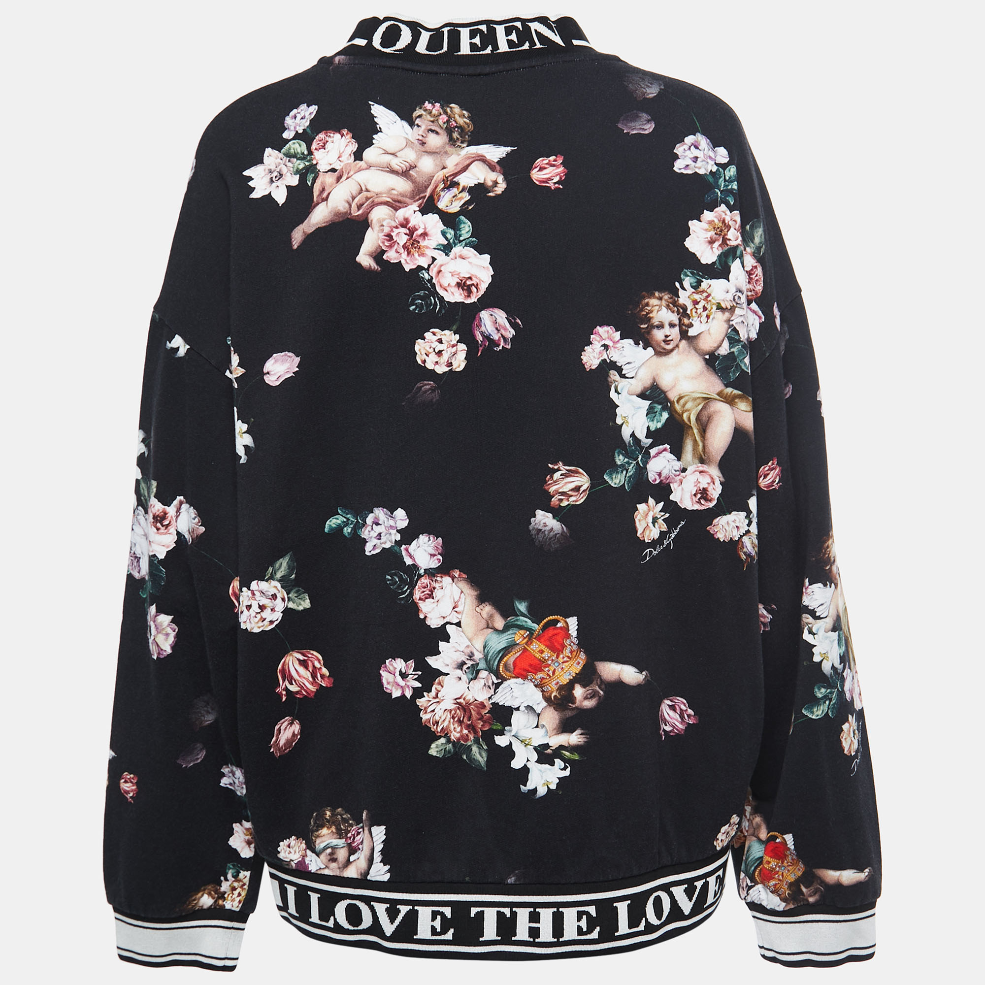 

Dolce & Gabbana Black Jersey Floral And Angel Print Long Sleeve Sweatshirt