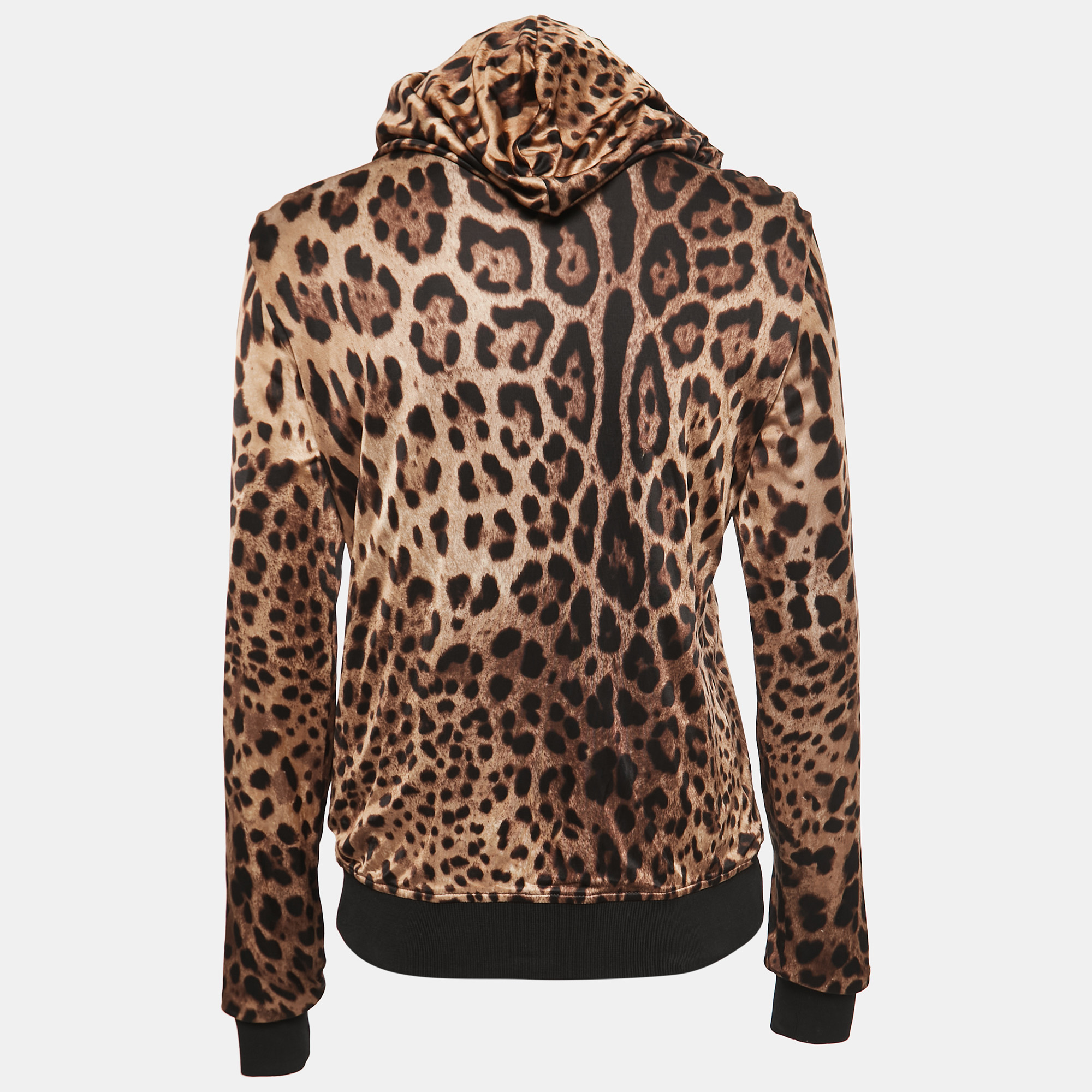 

Dolce & Gabbana Brown Leopard Print Jersey Hoodie