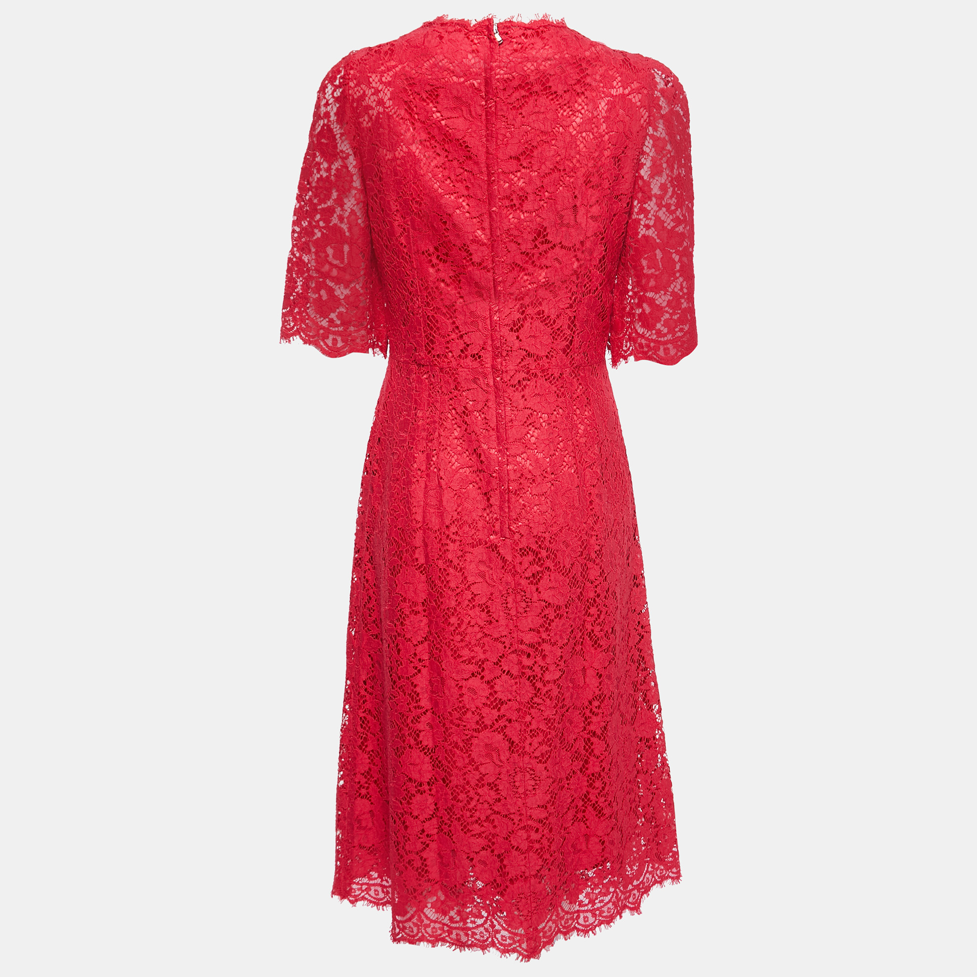 

Dolce & Gabbana Red Lace Midi Dress
