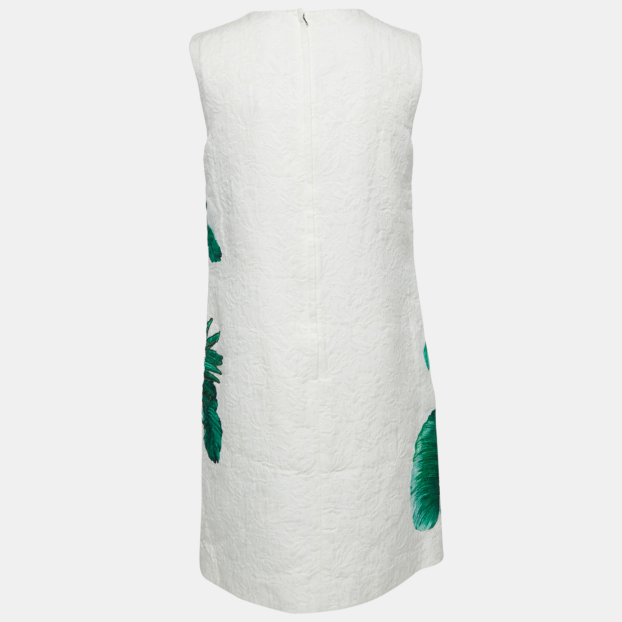 

Dolce & Gabbana White Floral Jacquard Embroidered Shift Dress