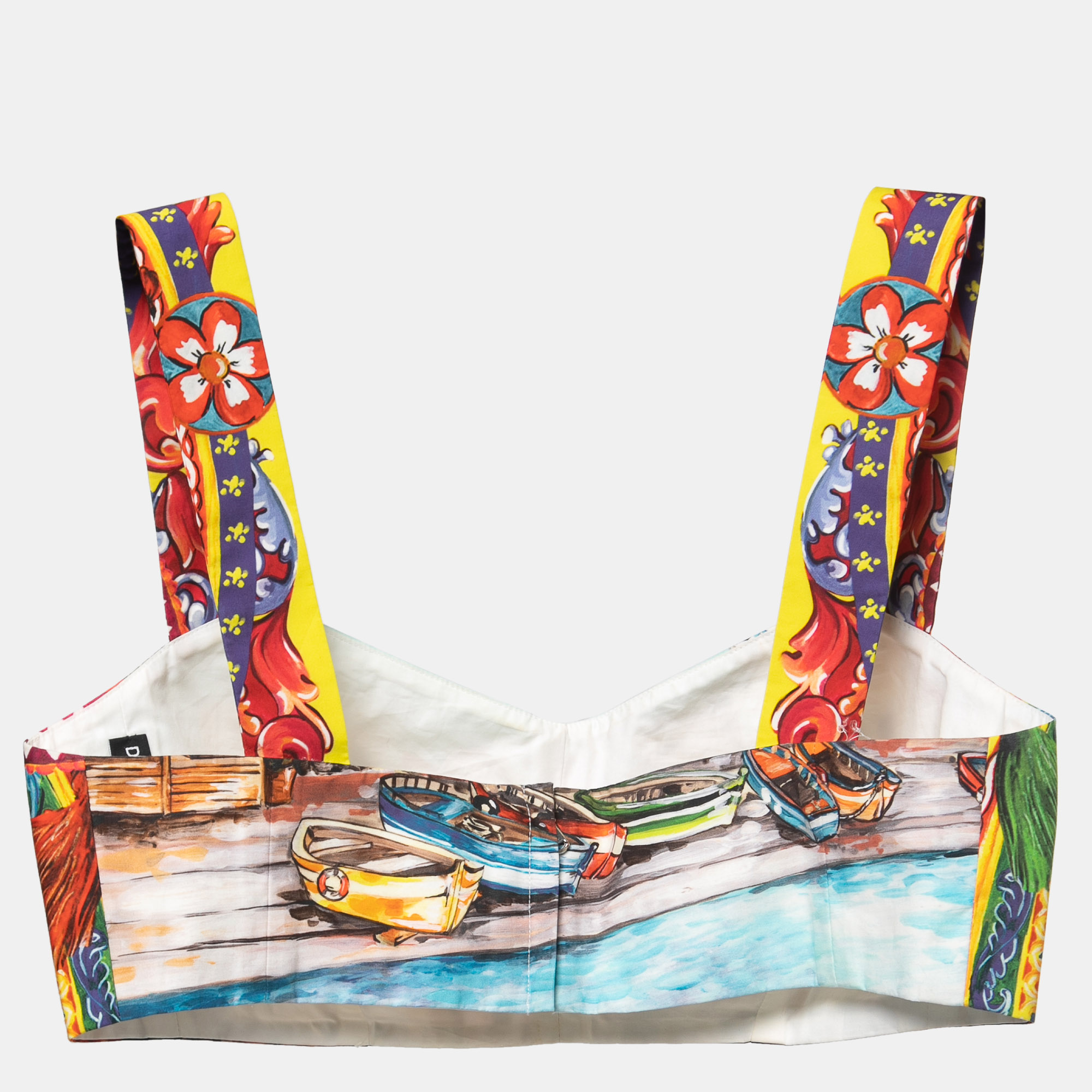 

Dolce & Gabbana Multicolor Stampa Print Cotton Crop Top