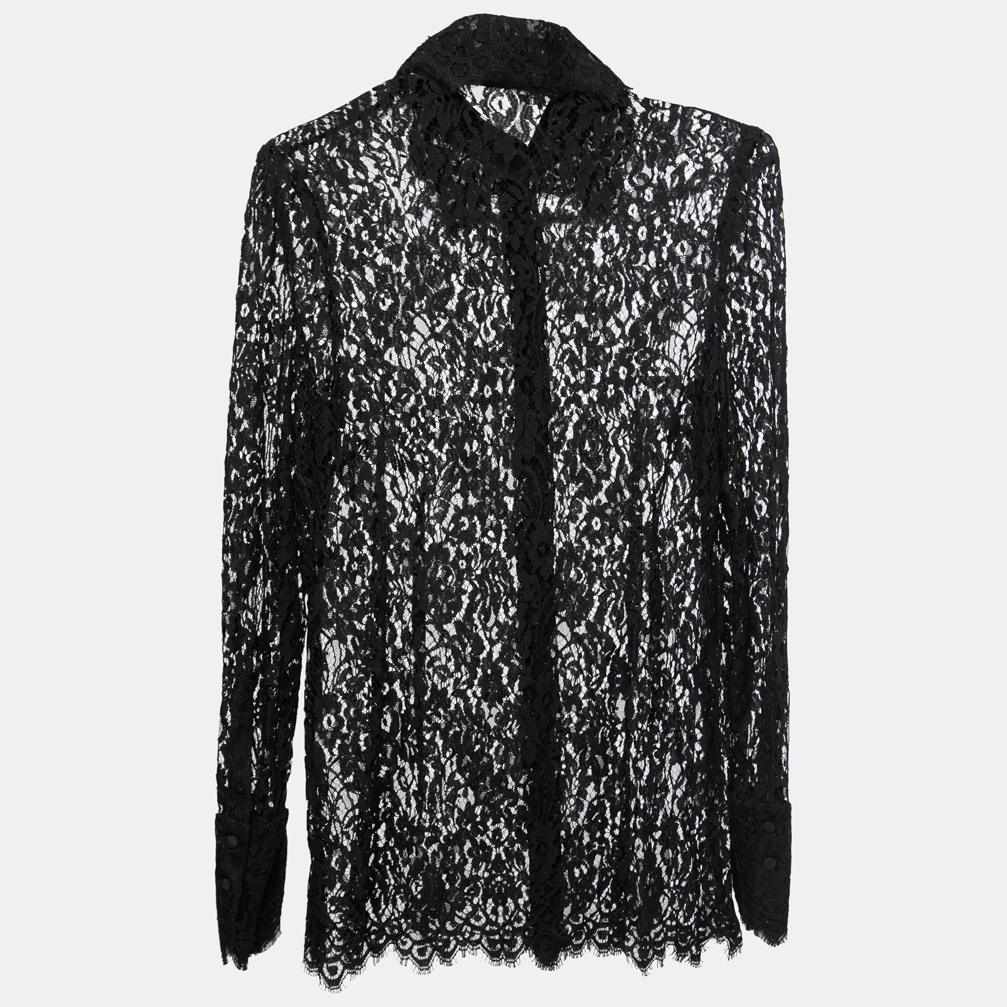 

Dolce & Gabbana Black Floral Lace Shirt