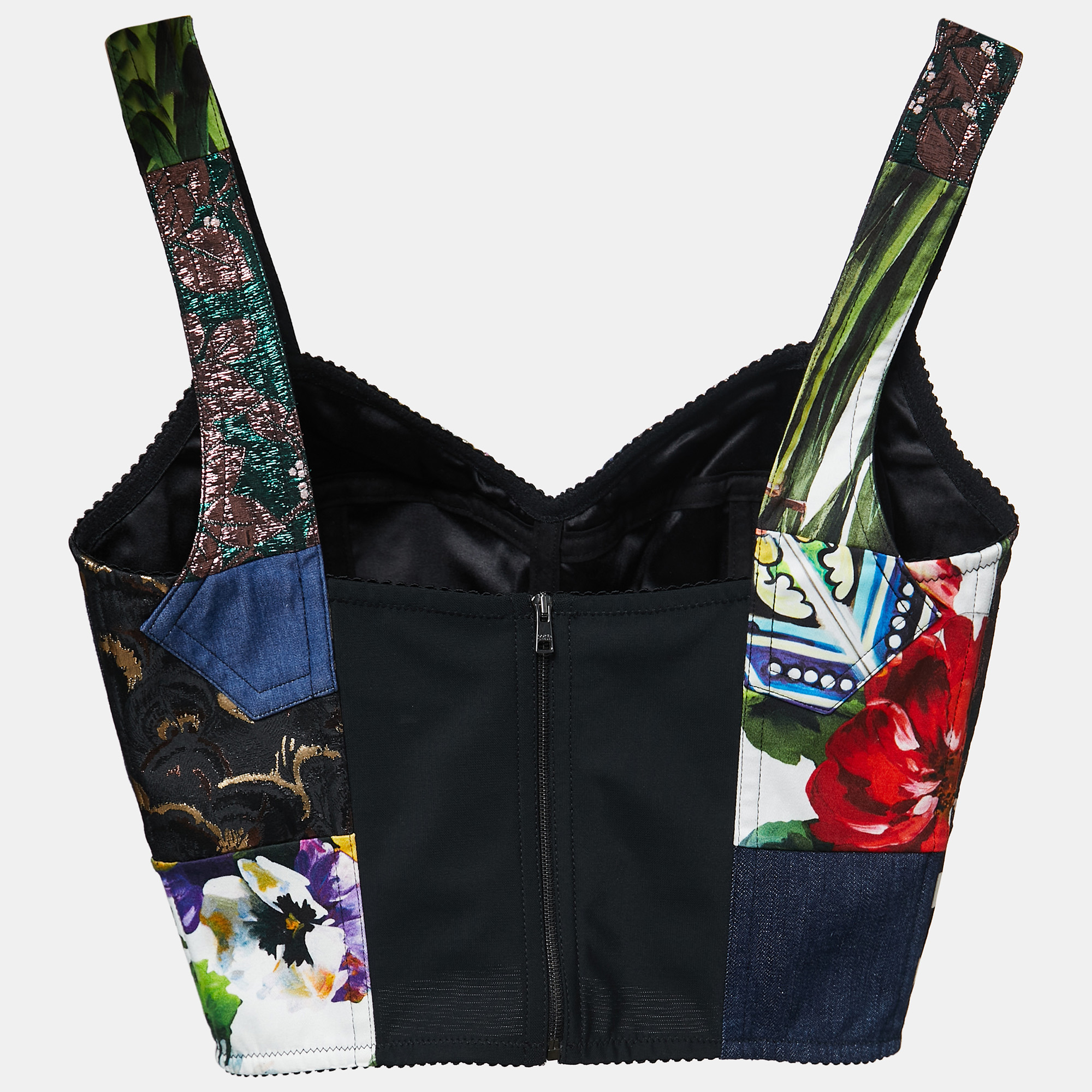 

Dolce & Gabbana Multicolor Brocade Patchwork Bustier Top