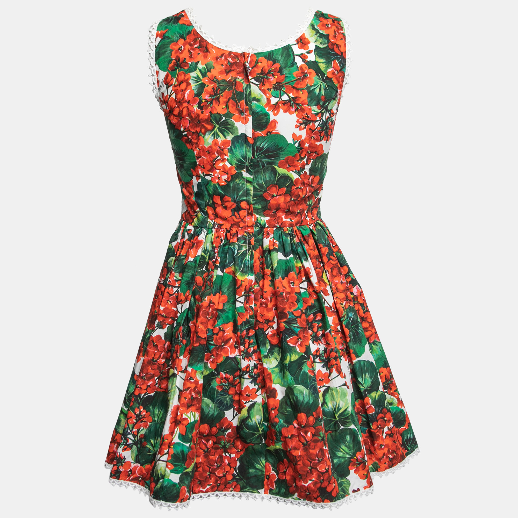 

Dolce & Gabbana Red Floral Printed Cotton Sleeveless Mini Dress