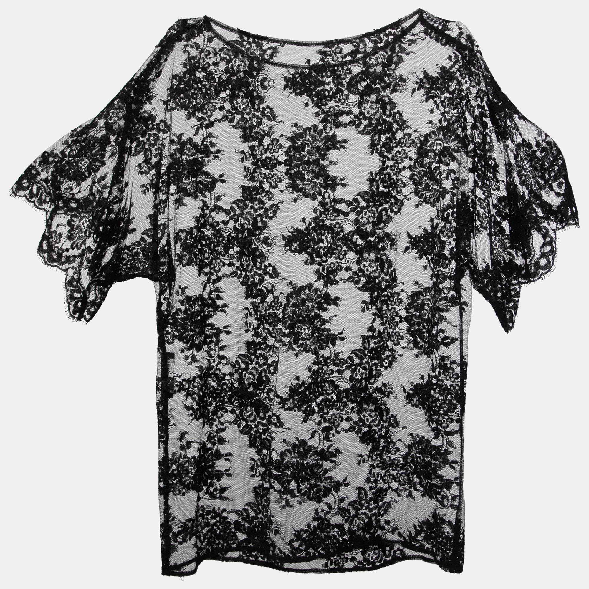 

Dolce & Gabbana Black Floral Lace Sheer Top