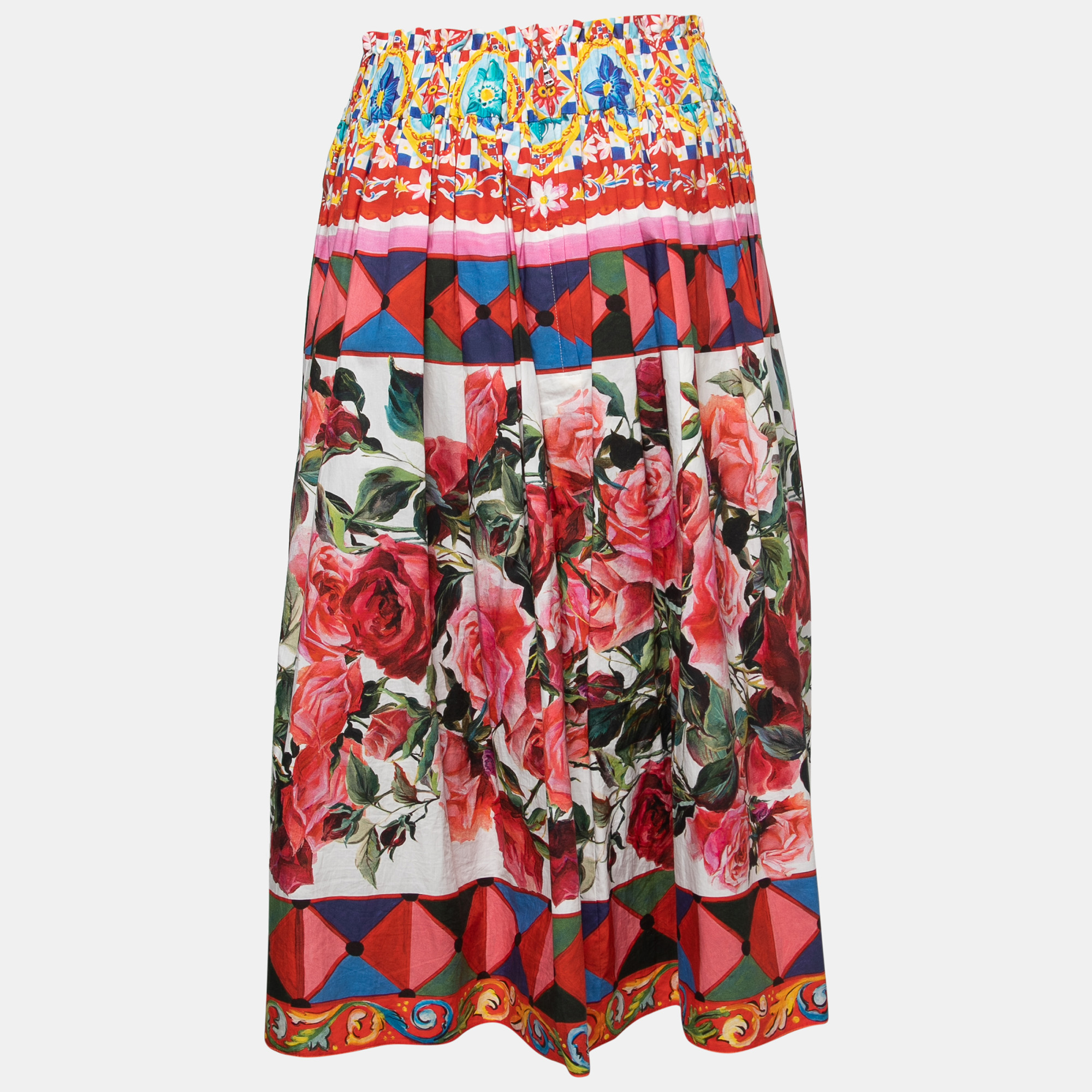 

Dolce & Gabbana Multicolor Mambo Print Cotton Pleated Skirt