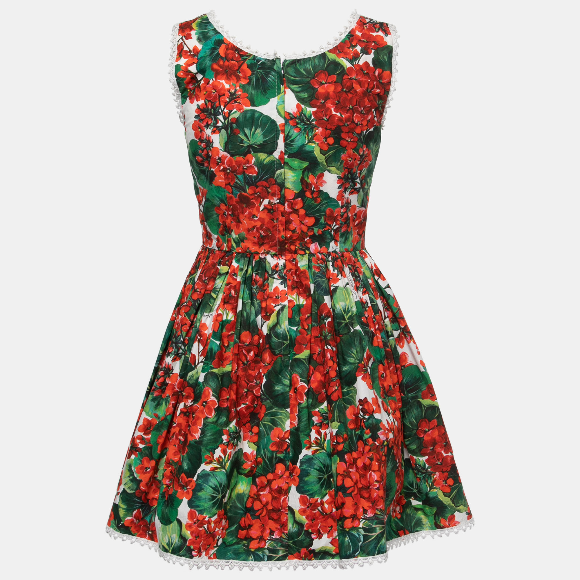 

Dolce & Gabbana Red Floral Printed Cotton Sleeveless Mini Dress