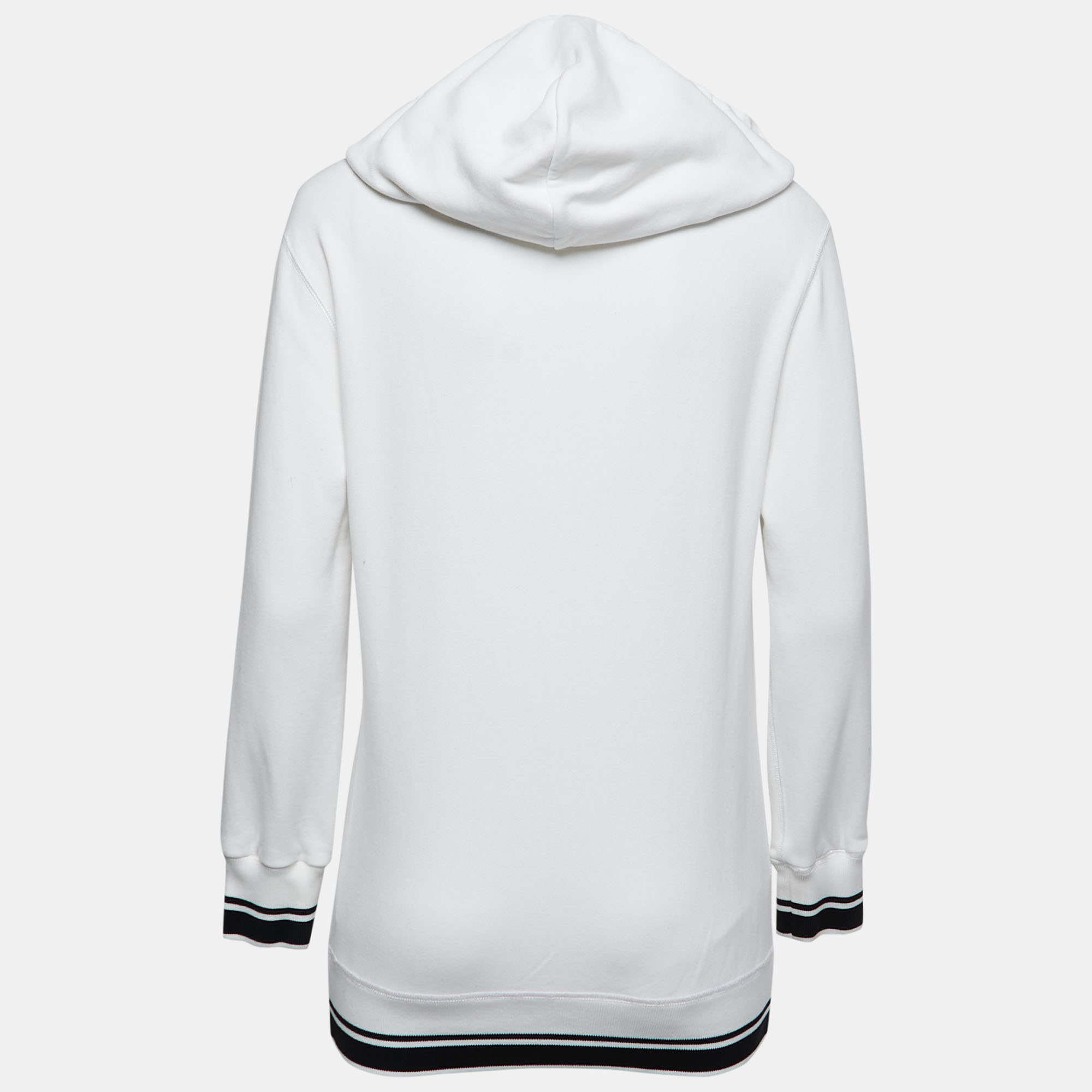 

Dolce & Gabbana White Logo Print Cotton Hooded Sweatshirt