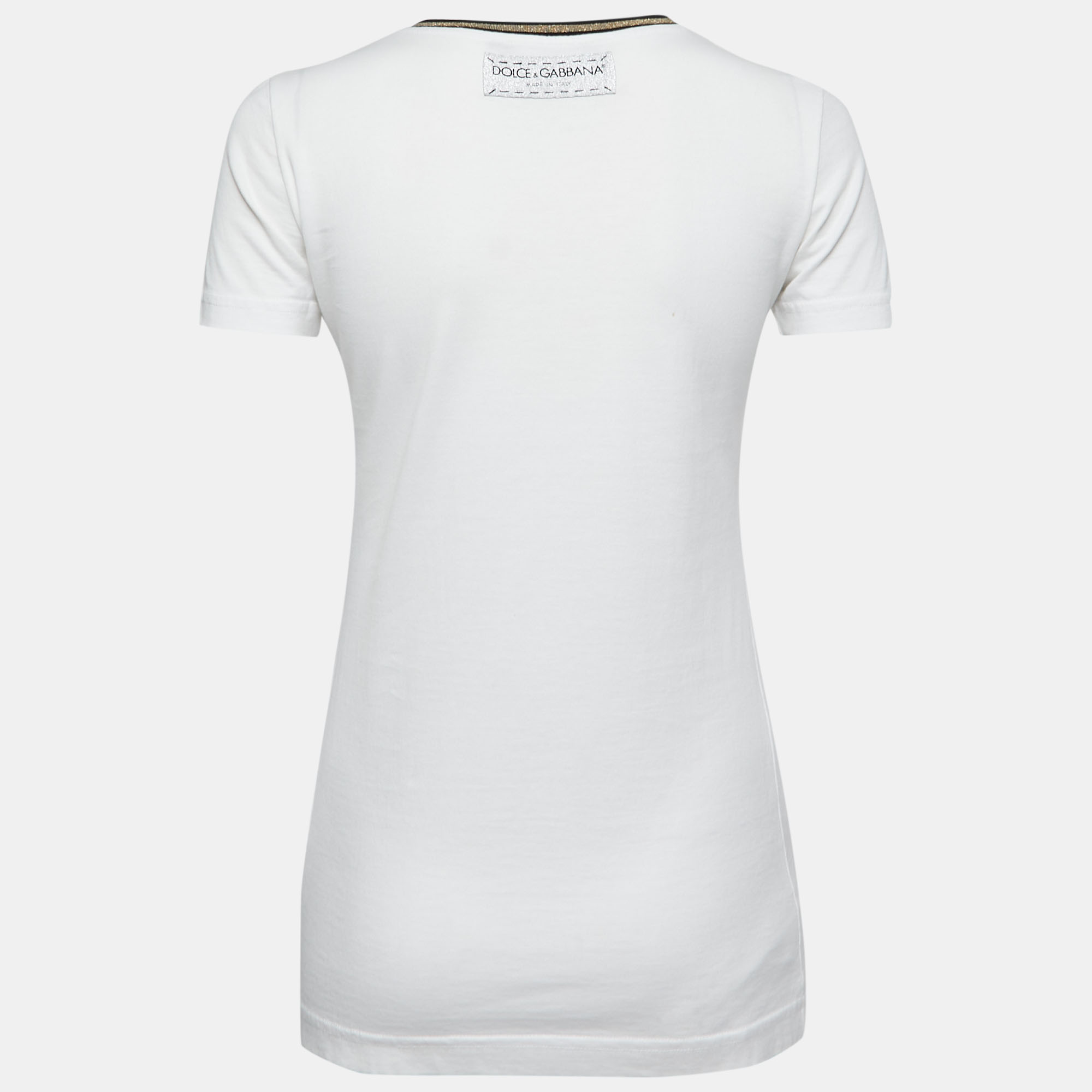 

Dolce & Gabbana White Cotton Logo Print T-Shirt
