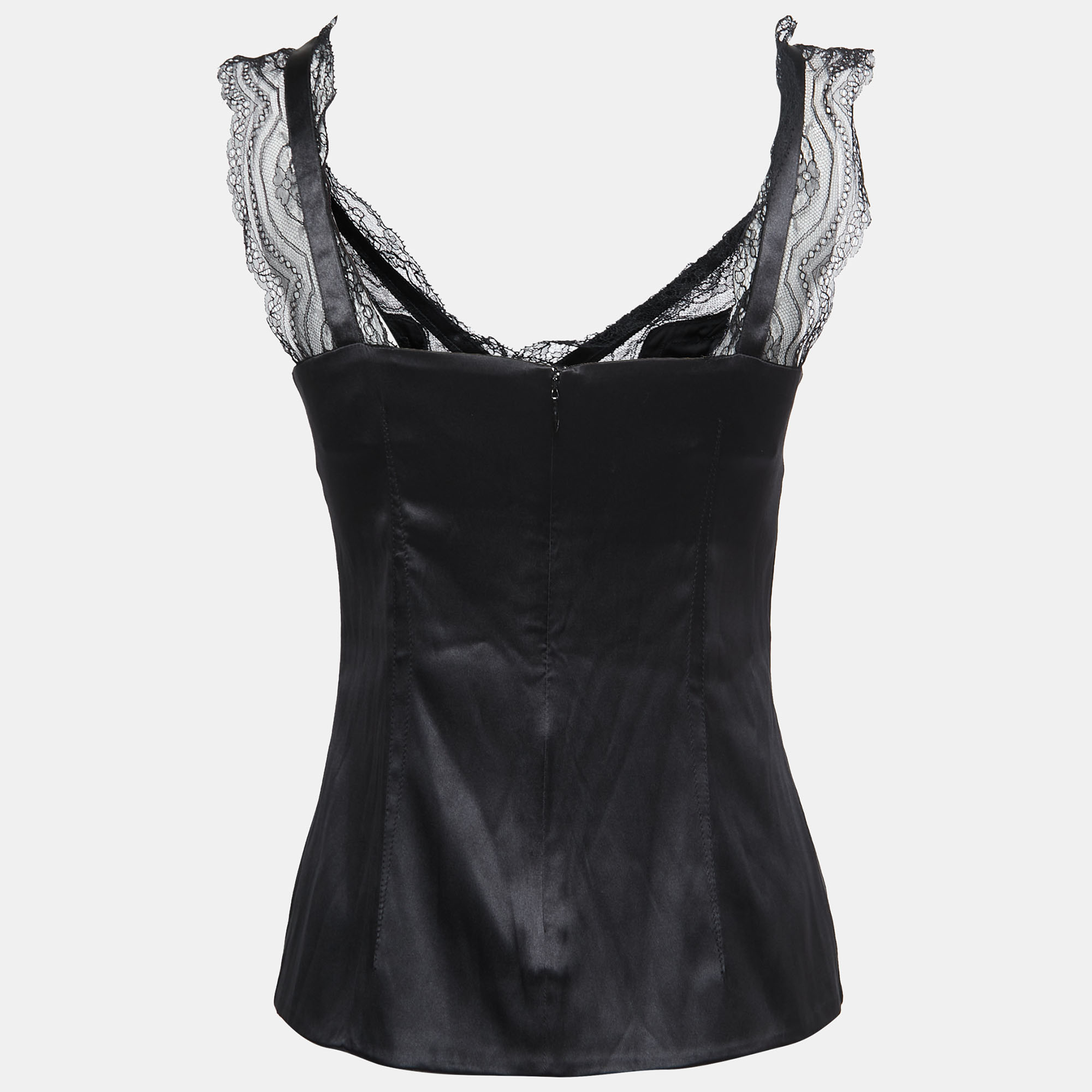 

Dolce & Gabbana Black Satin & Lace Trimmed Camisole