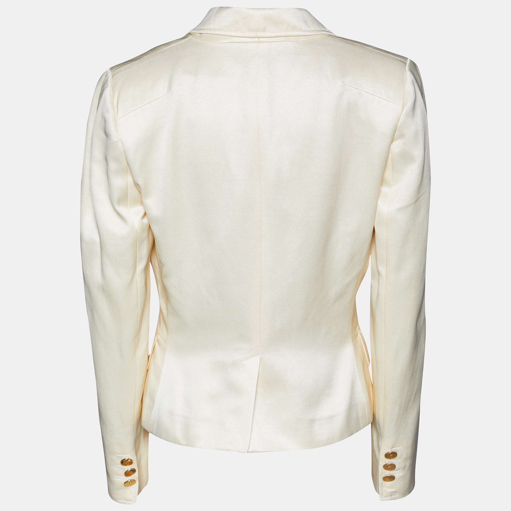 

Dolce & Gabbana Cream Cotton & Silk Button Front Blazer