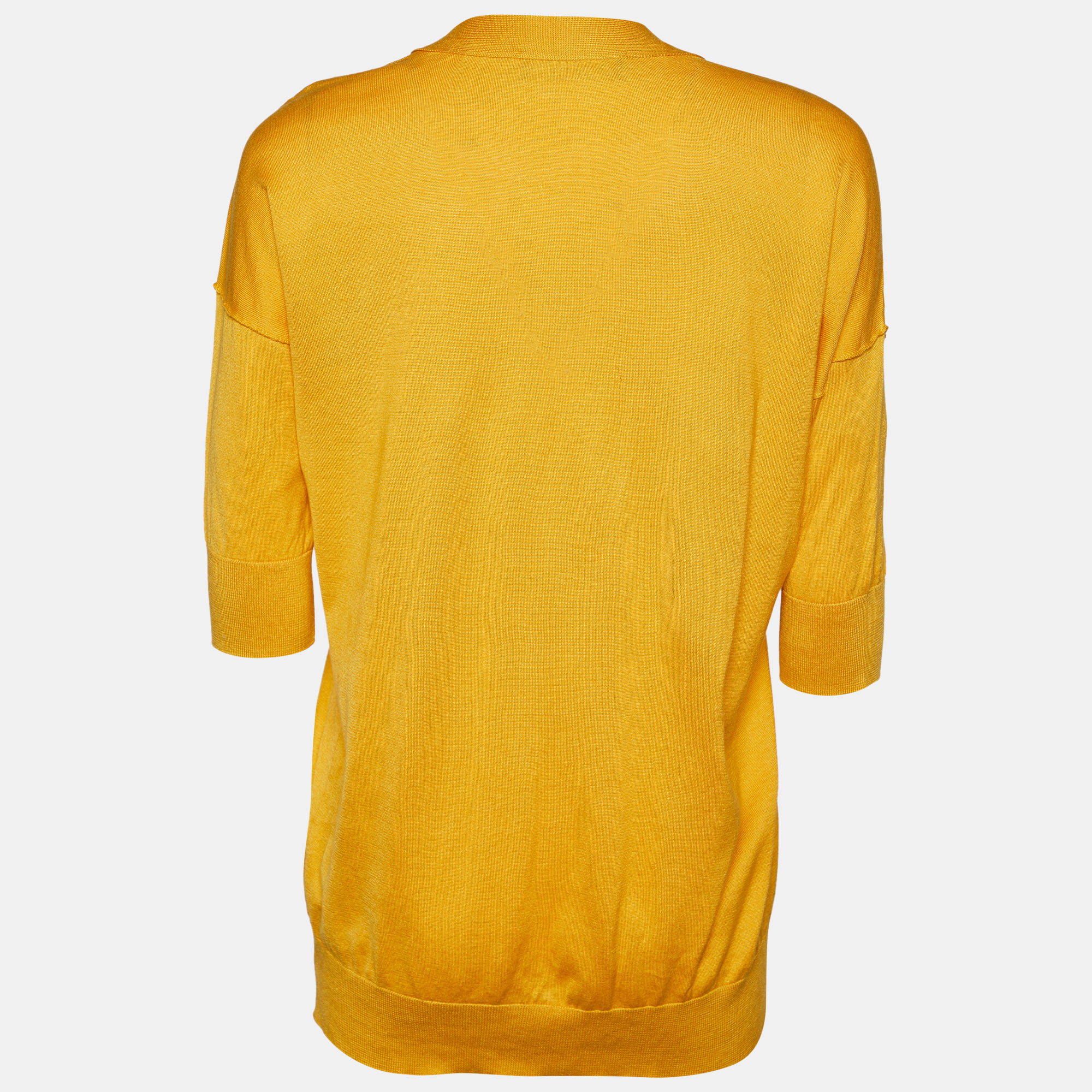 

Dolce & Gabbana Yellow Cotton Knit Button Front Cardigan