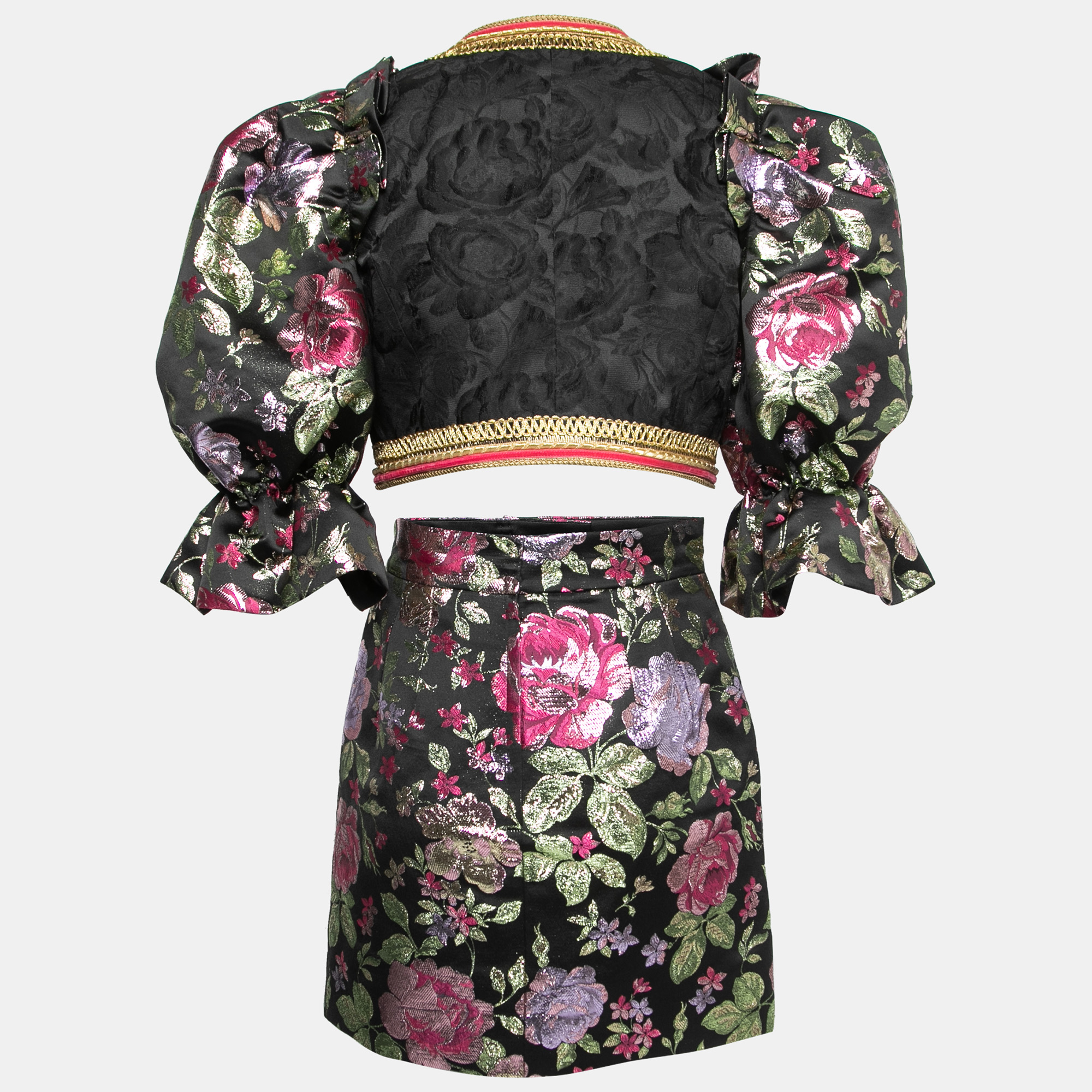 

Dolce & Gabbana Black Floral Jacquard Bolero Jacket & Skirt Set