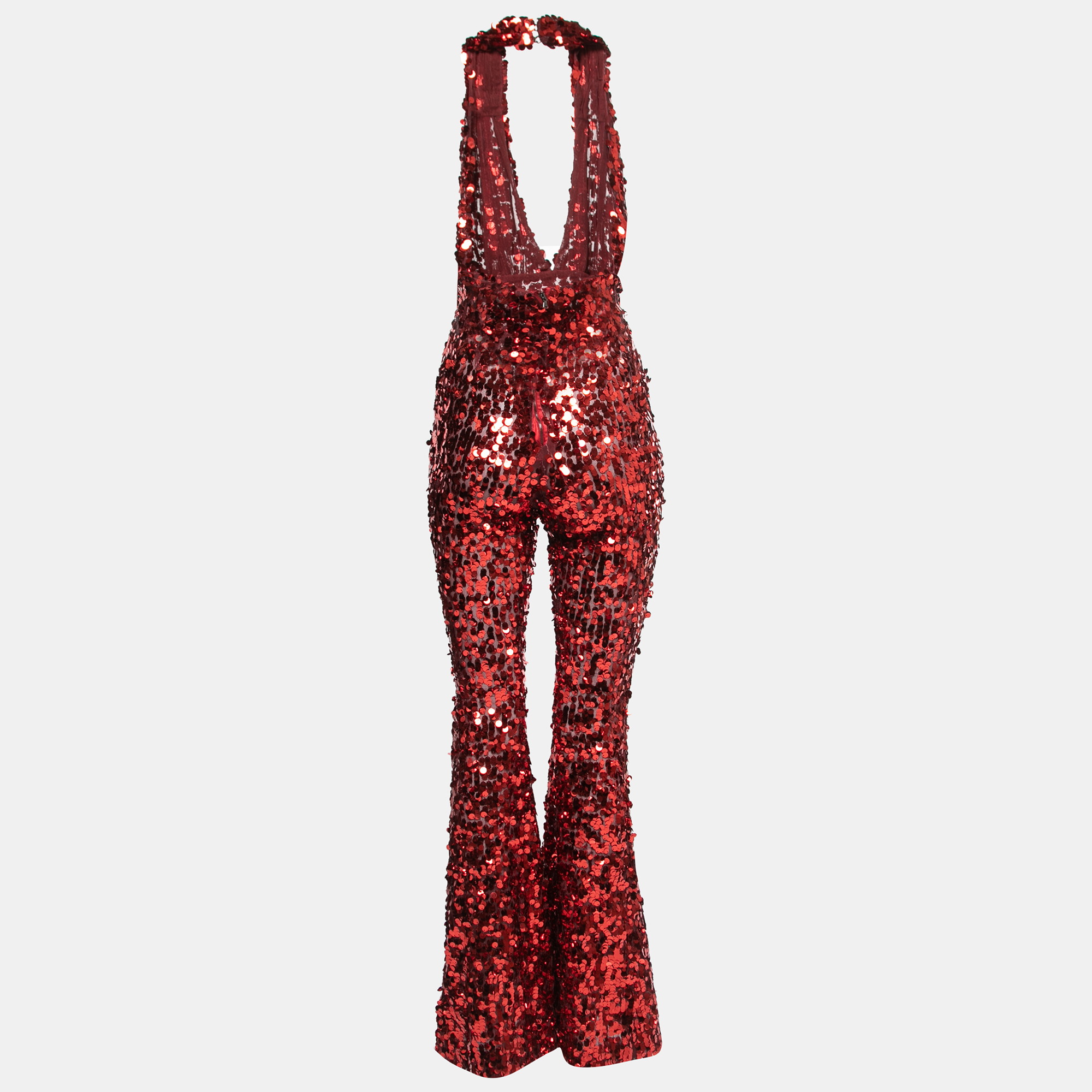 

Dolce & Gabbana Red Sequined Halterneck Jumpsuit