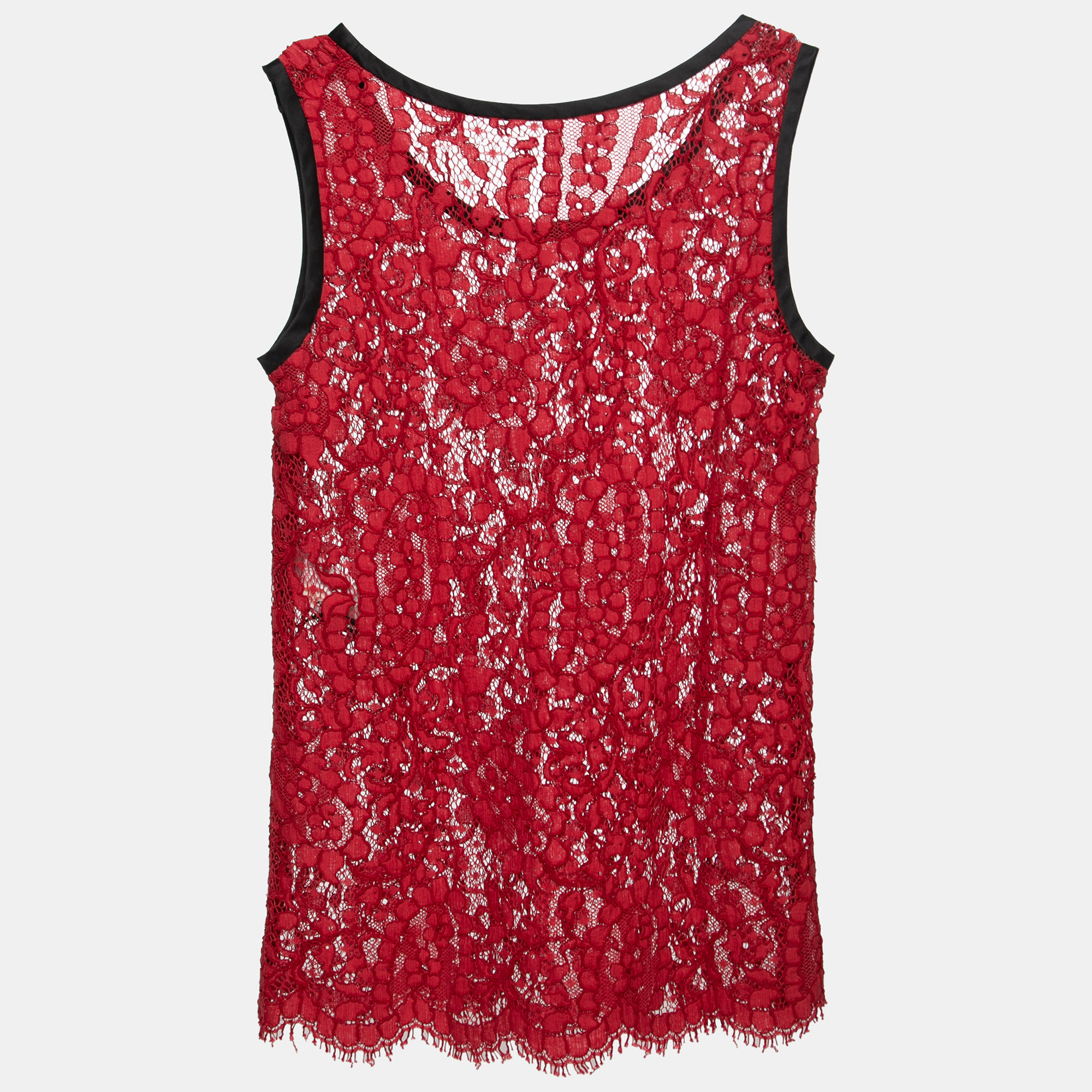 

Dolce & Gabbana Red Floral Lace Tank Top