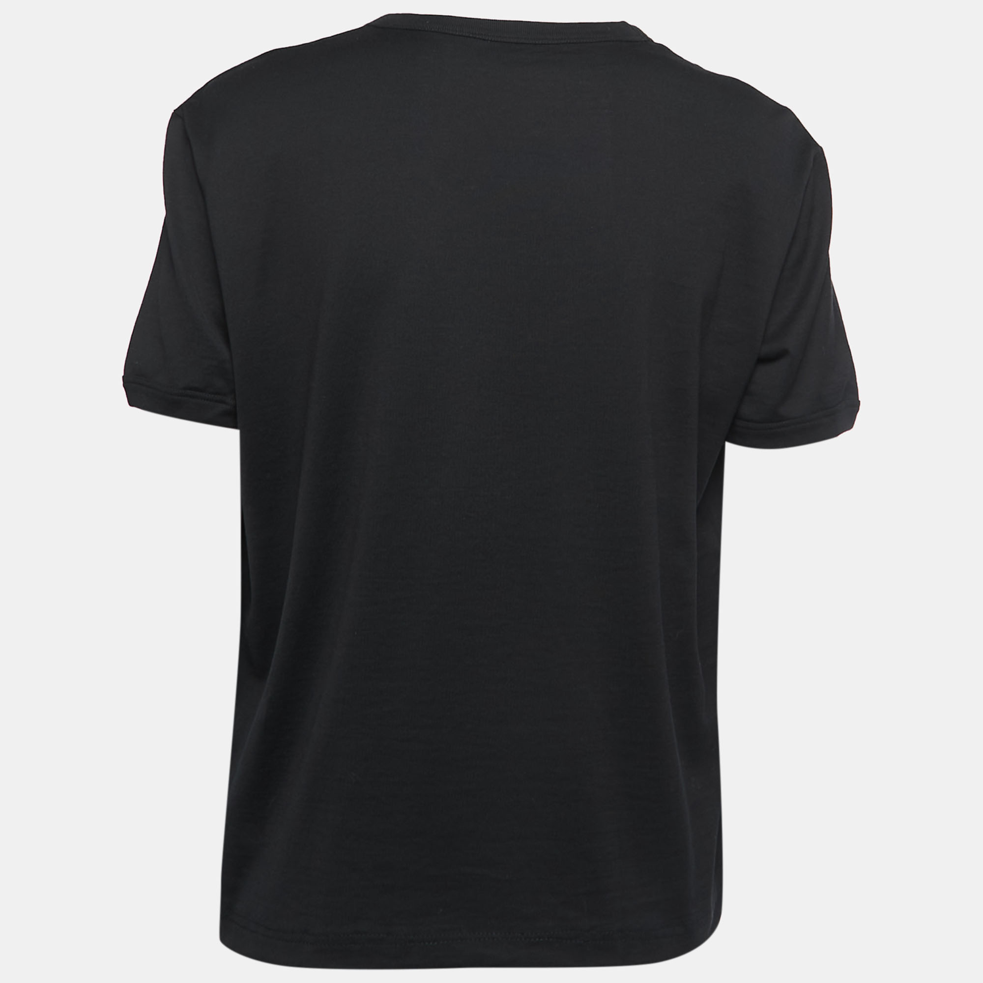 

Dolce & Gabbana Black Cotton Patch Detail Crew Neck T-Shirt